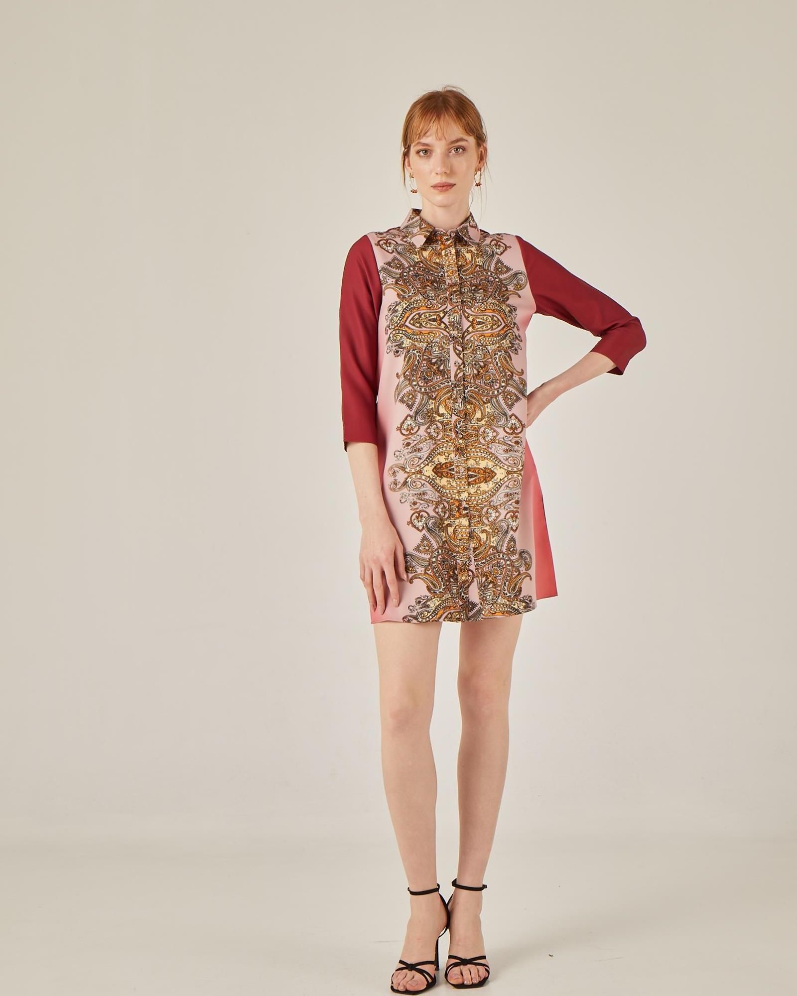 Vestido de tiro encolhido curto Bordeaux-1