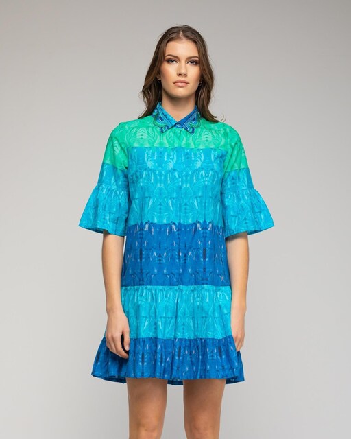 Imagem 0 de Vestido Tipo Camisa Curto com Desgastado