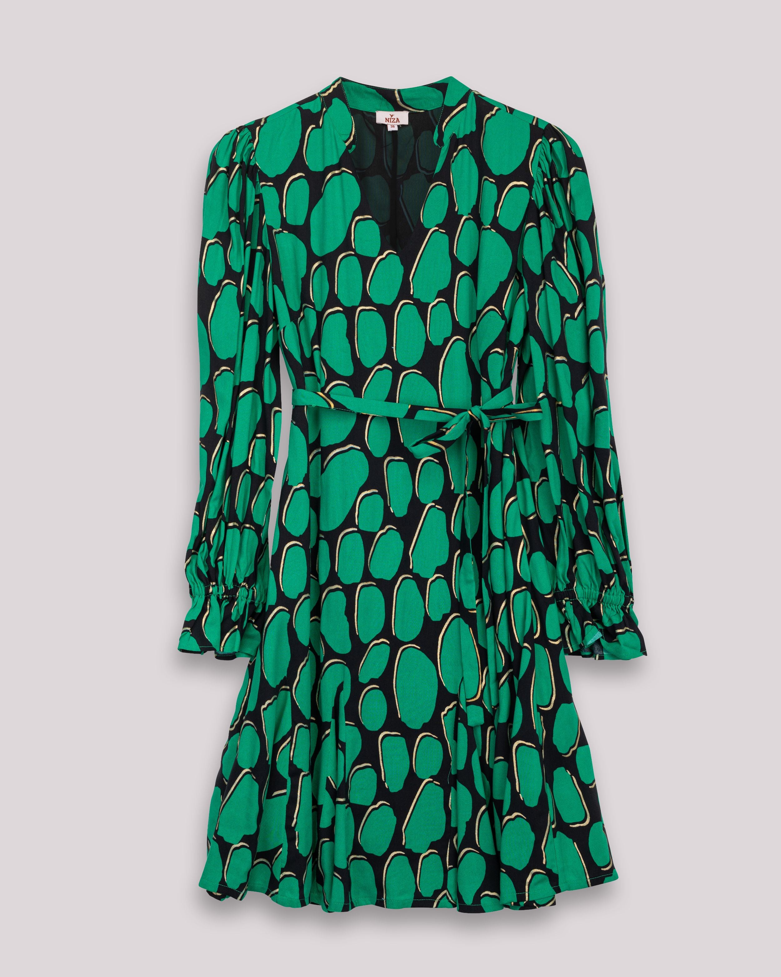 Vestido Curto Gola em V Victoria Verde-6