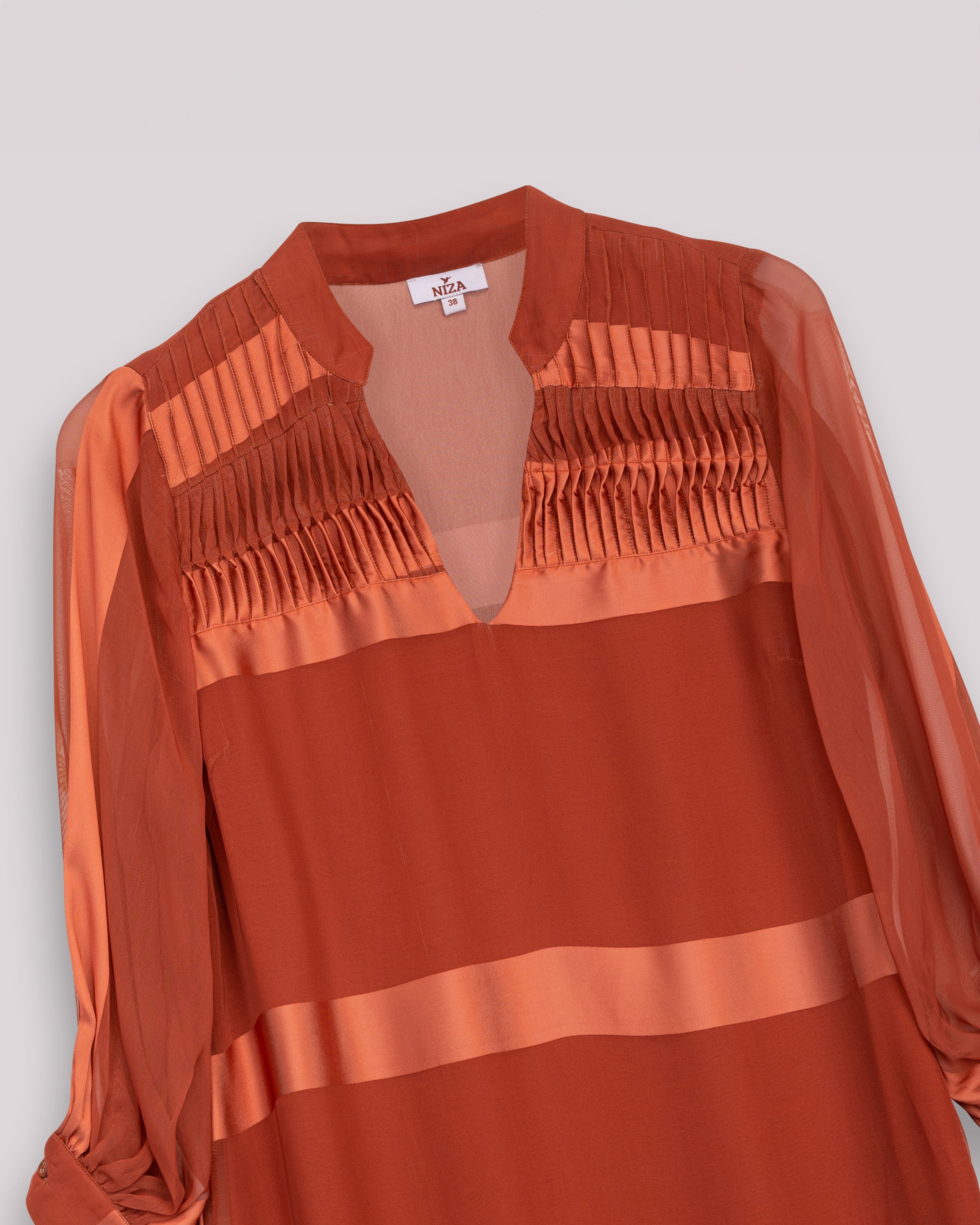 Vestido Curto com Tecido às Riscas Acetinadas Carolina Laranja-6