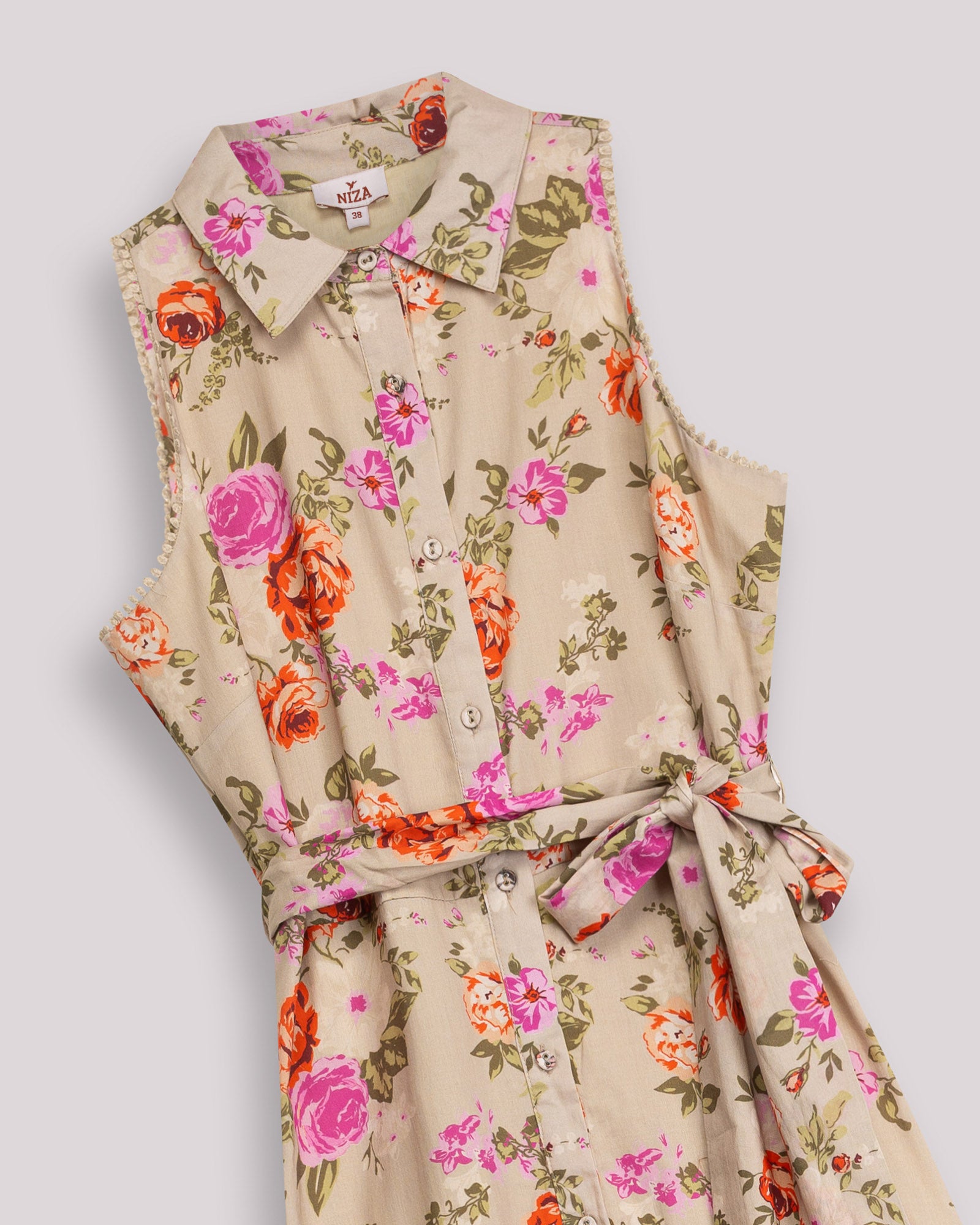 Vestido Comprido com Estampado Floral e Laçada Multicolor-6