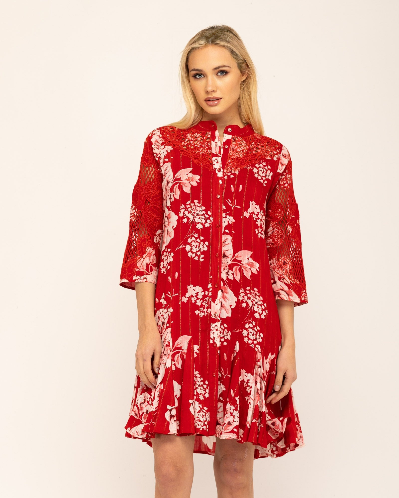 Vestido Curto Tipo Camisa Gardenia Vermelho-1