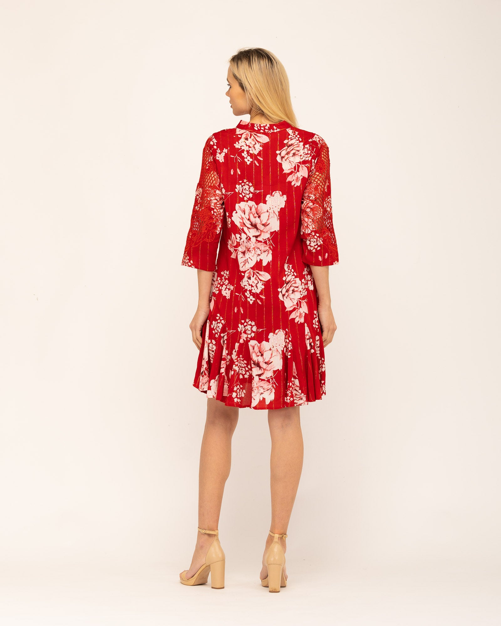 Vestido Curto Tipo Camisa Gardenia Vermelho-4