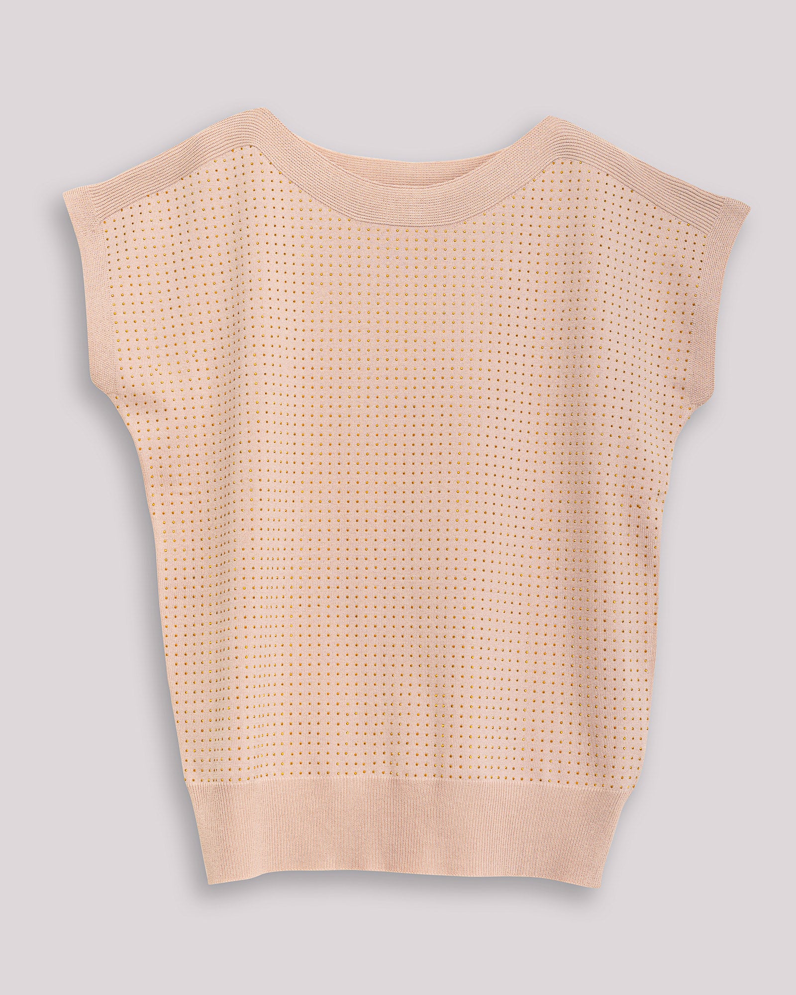 Camisola com Pedraria de Manga Curta Alma Bege-5