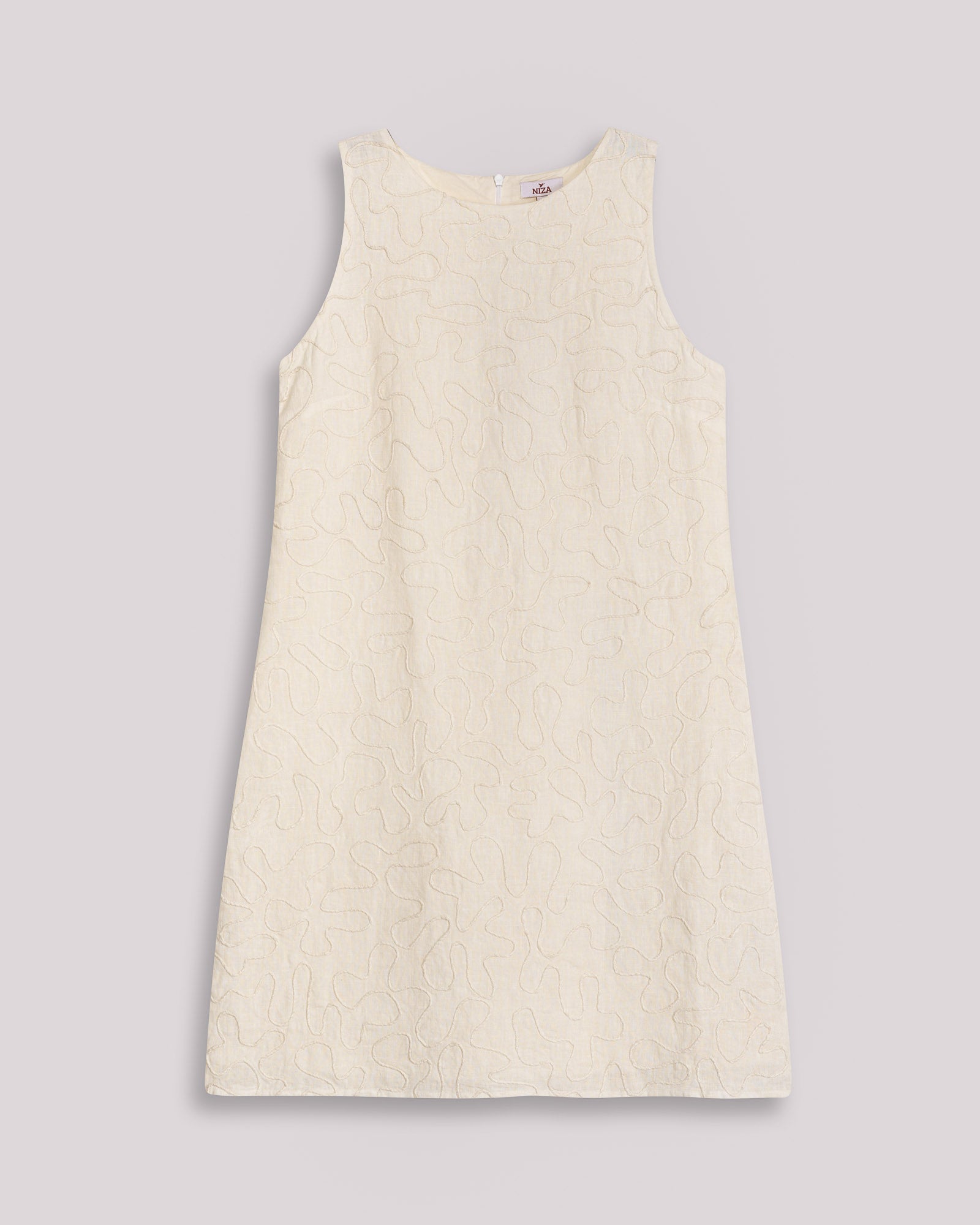 Vestido Curto Bordado sem Mangas Dory Branco-6