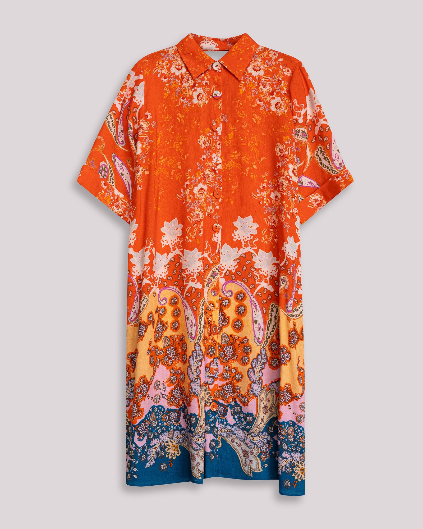 Vestido Curto com Volume Havana Laranja / azul marinho-5