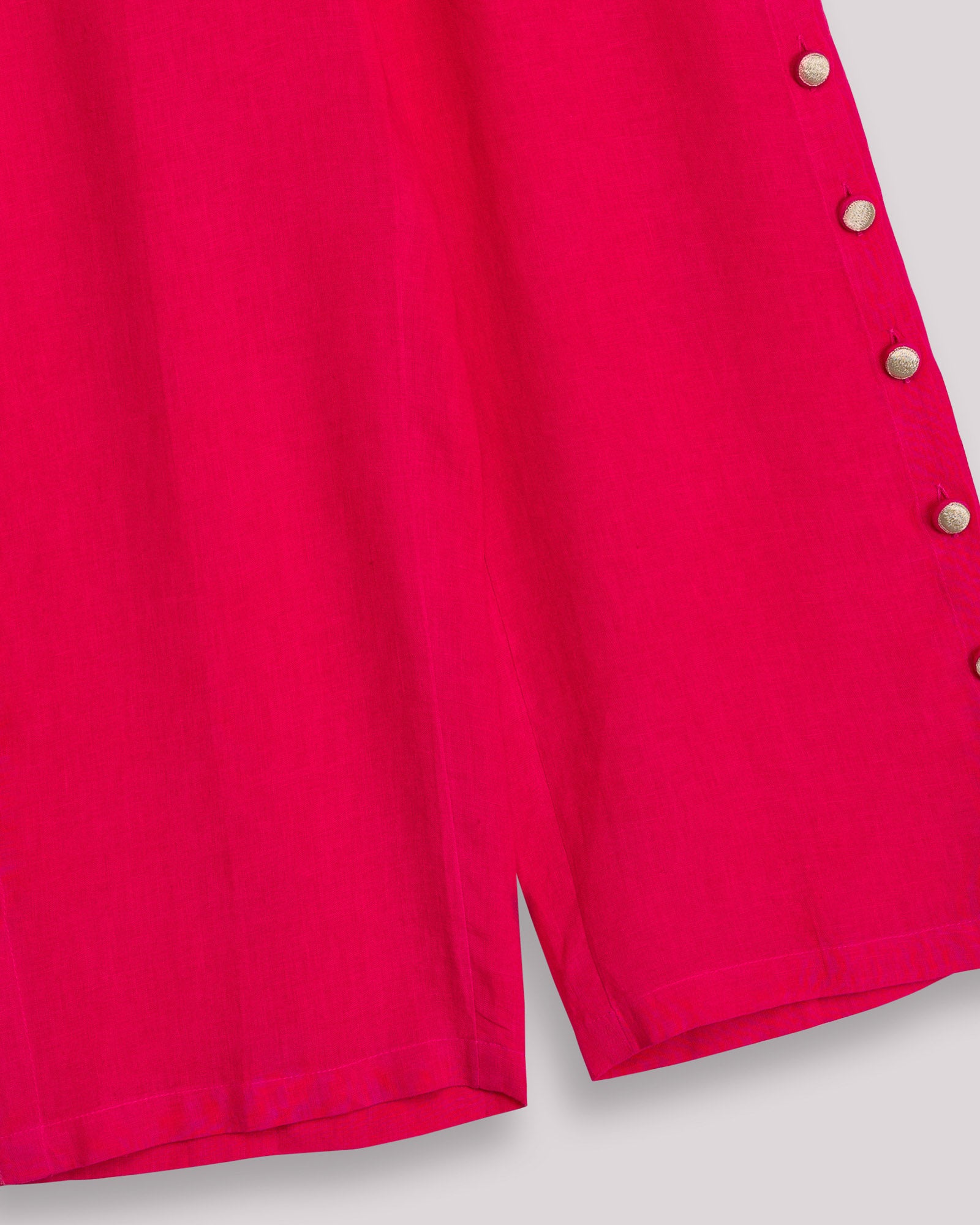 Calças Culotte de Linho com Aberturas Laterais Tulum Rosa-6
