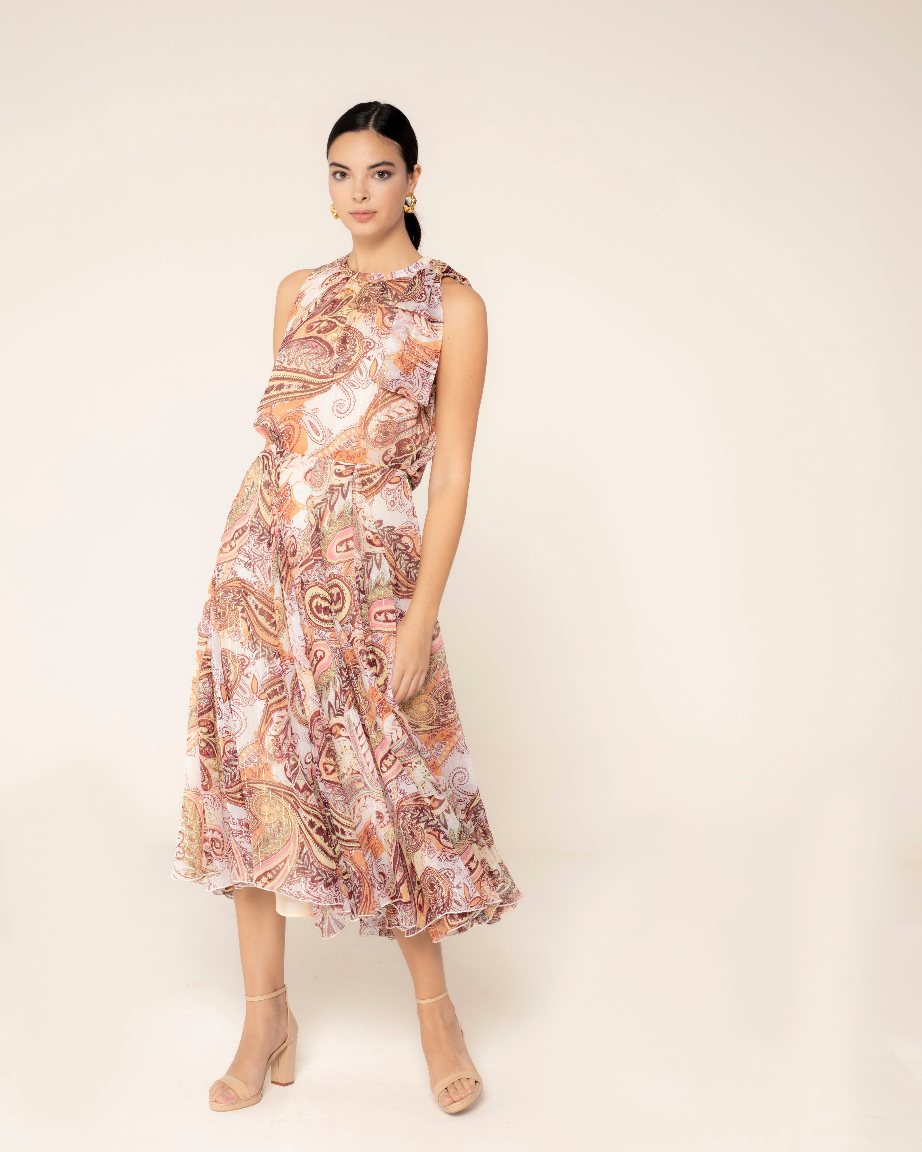 Saia Comprida com Estampado Paisley Rosa-2