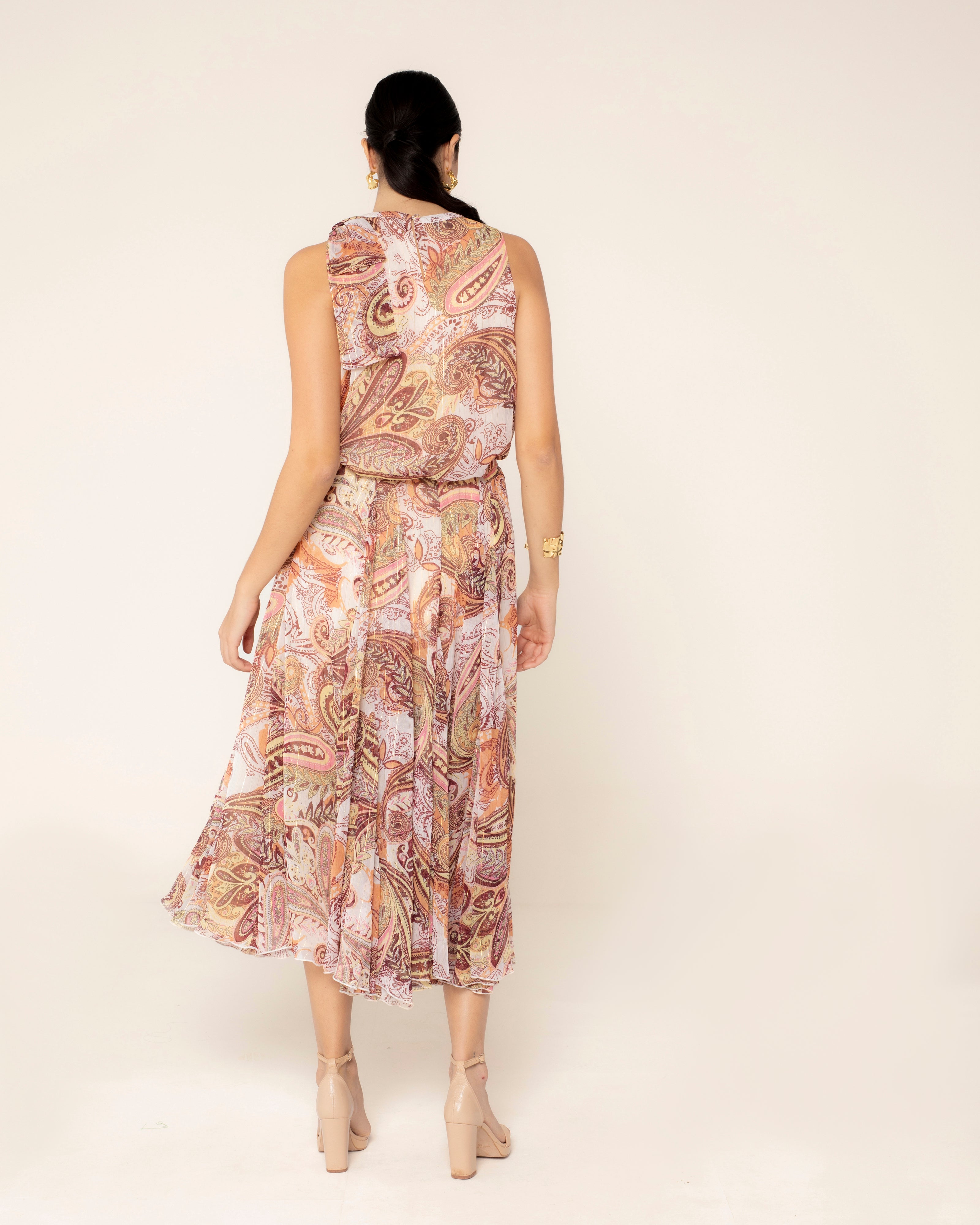Saia Comprida com Estampado Paisley Rosa-4