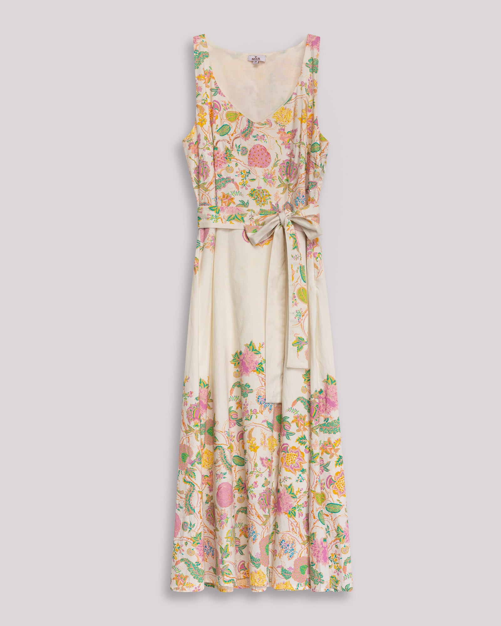 Vestido Midi com Gola em V e Estampado Floral Branco-5