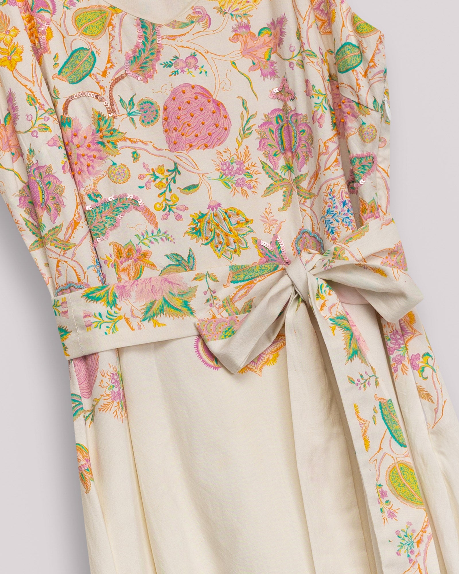 Vestido Midi com Gola em V e Estampado Floral Branco-6