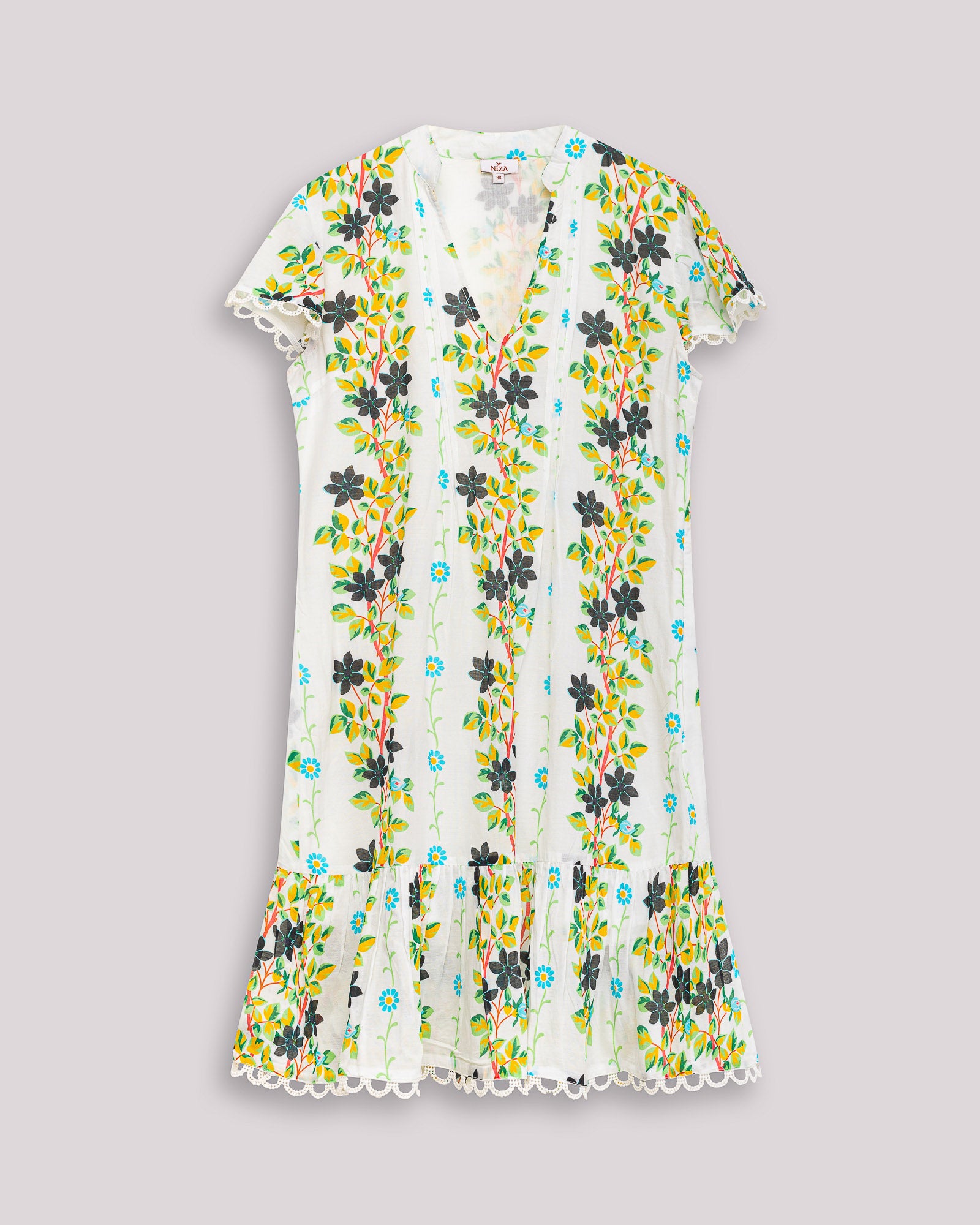 Vestido Curto Estampado com Jaretas Riviera Branco-6