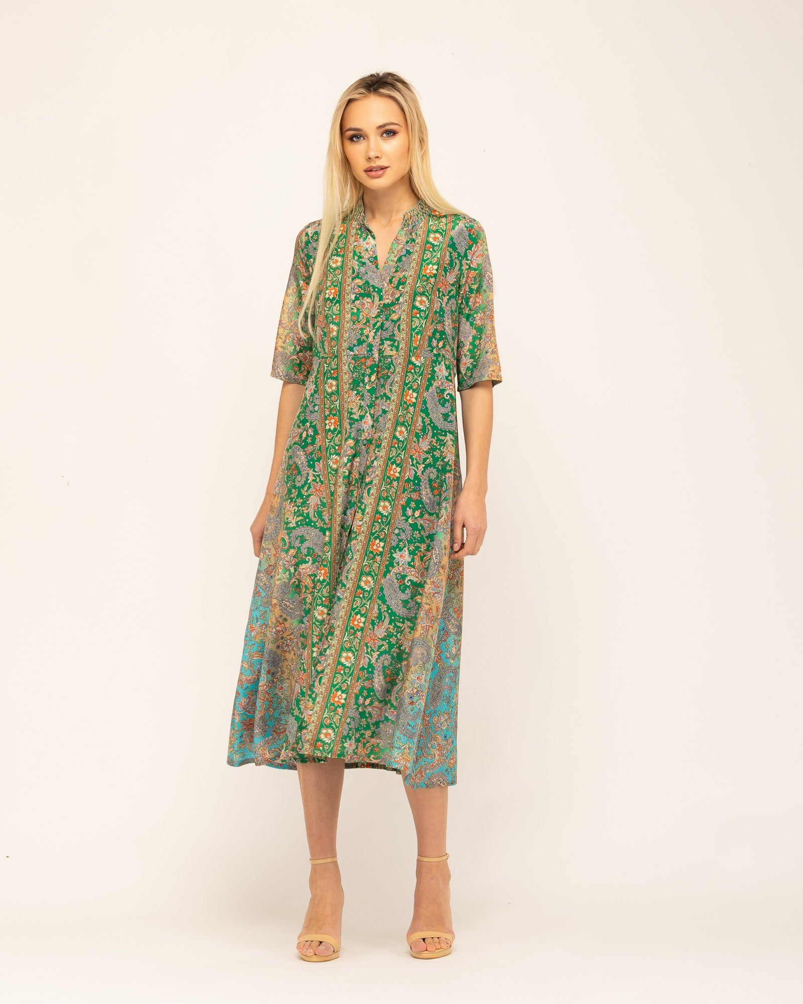 Vestido Midi Estampado Bali Verde-1