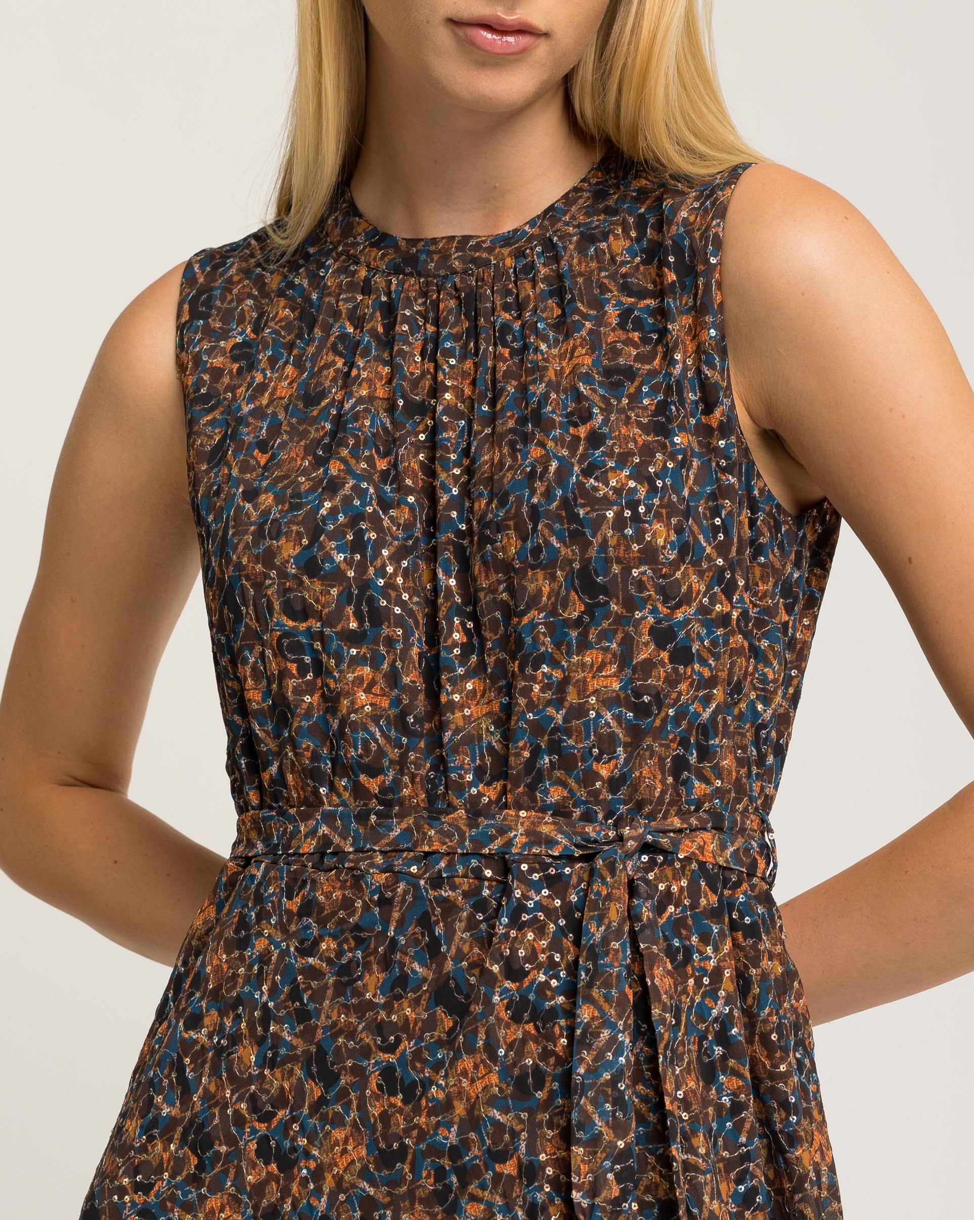 Vestido Comprido com Estampado de Flores sem Mangas Multicolor-5