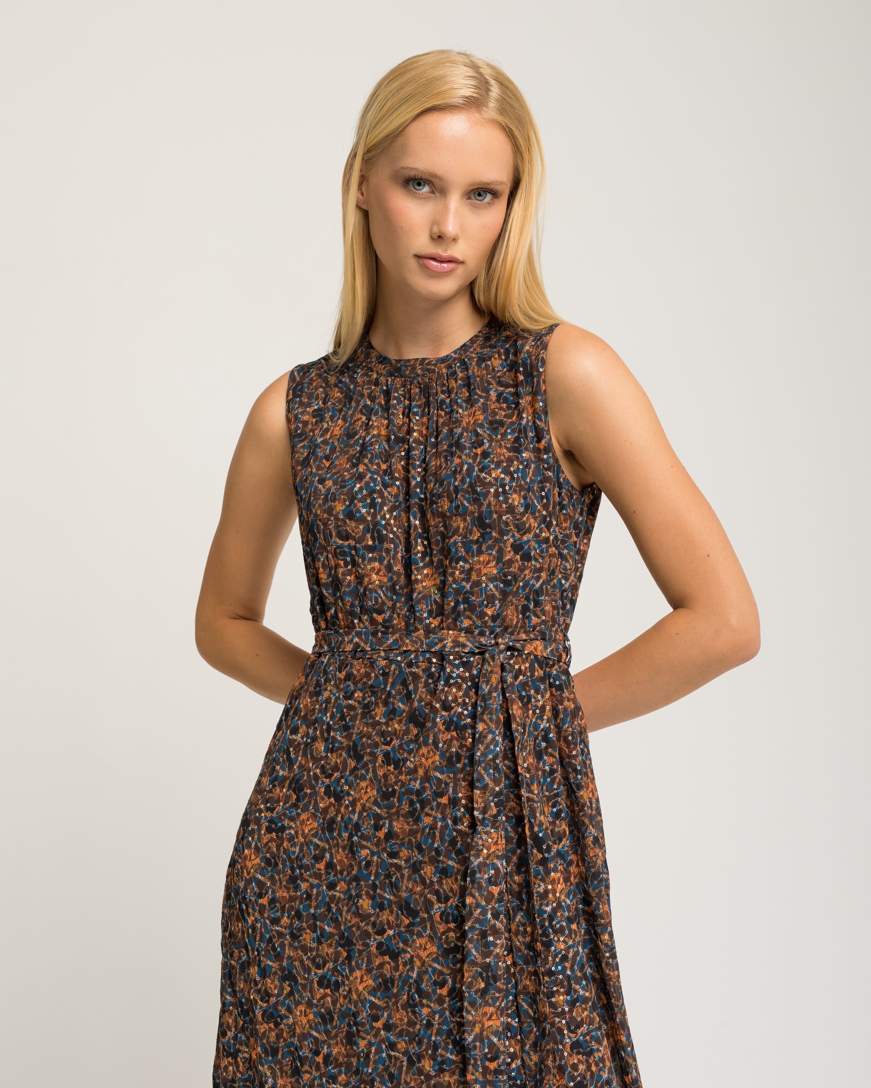 Vestido Comprido com Estampado de Flores sem Mangas Multicolor-6