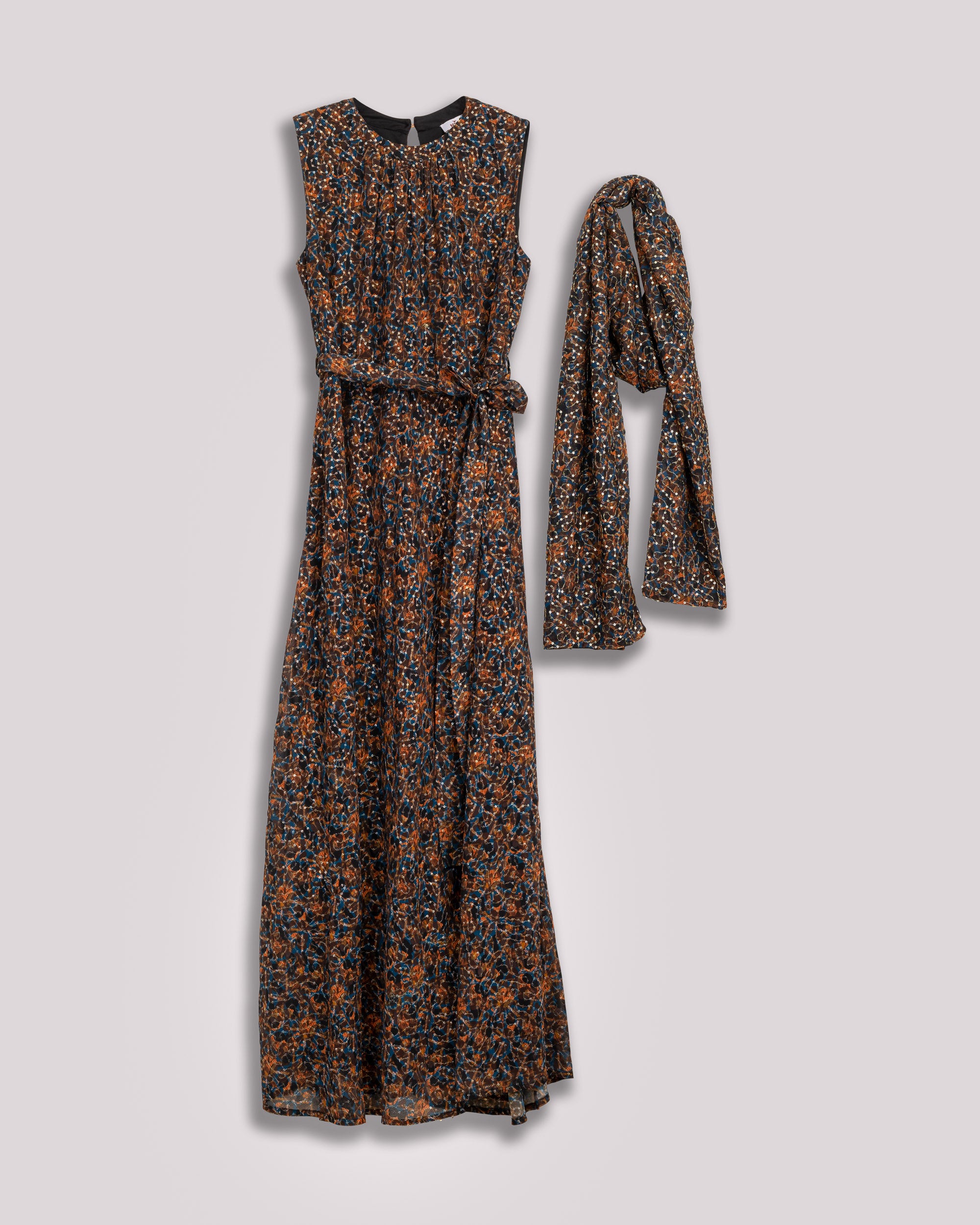 Vestido Comprido com Estampado de Flores sem Mangas Multicolor-7
