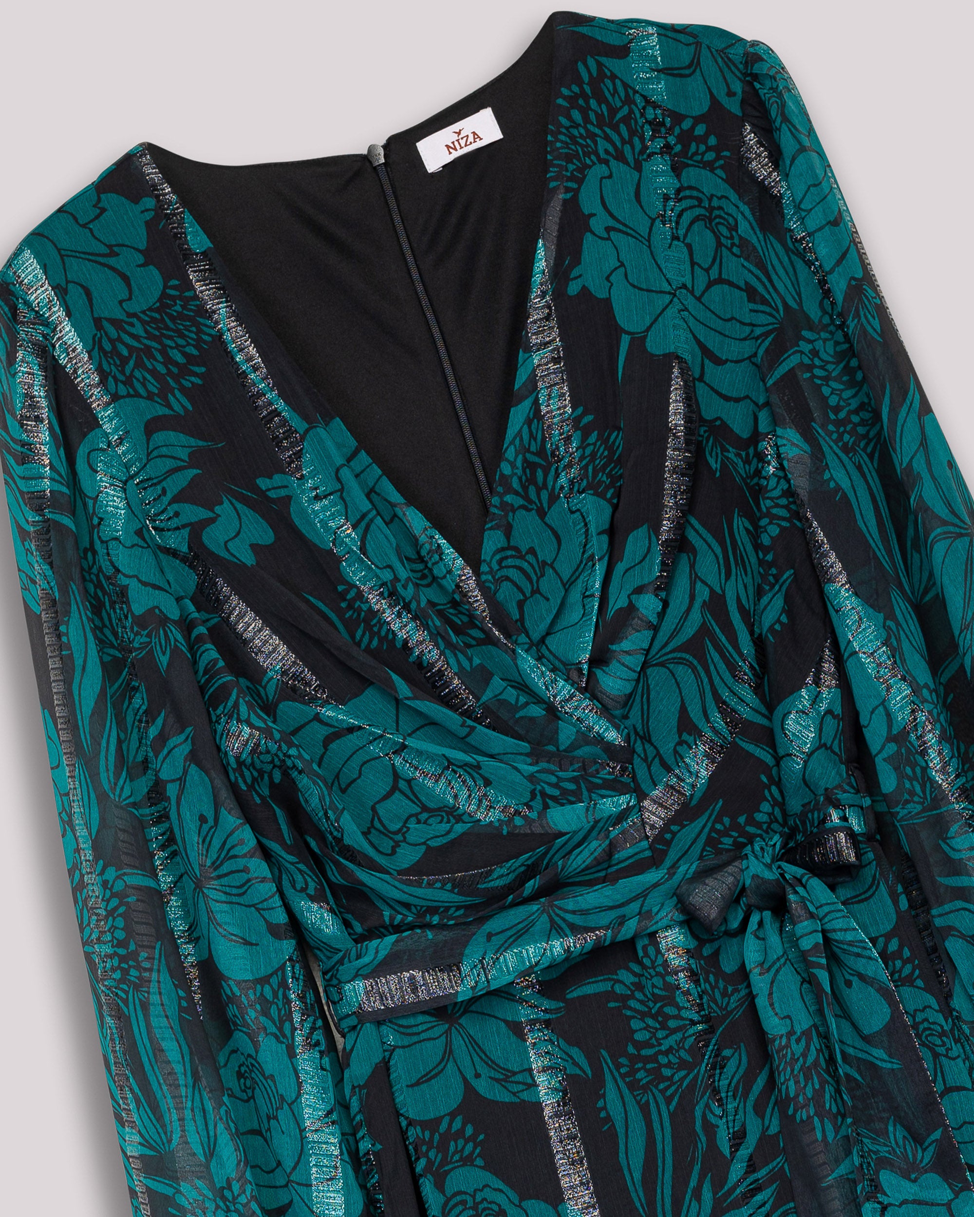 Vestido Midi Estampado Verde Turquesa-8