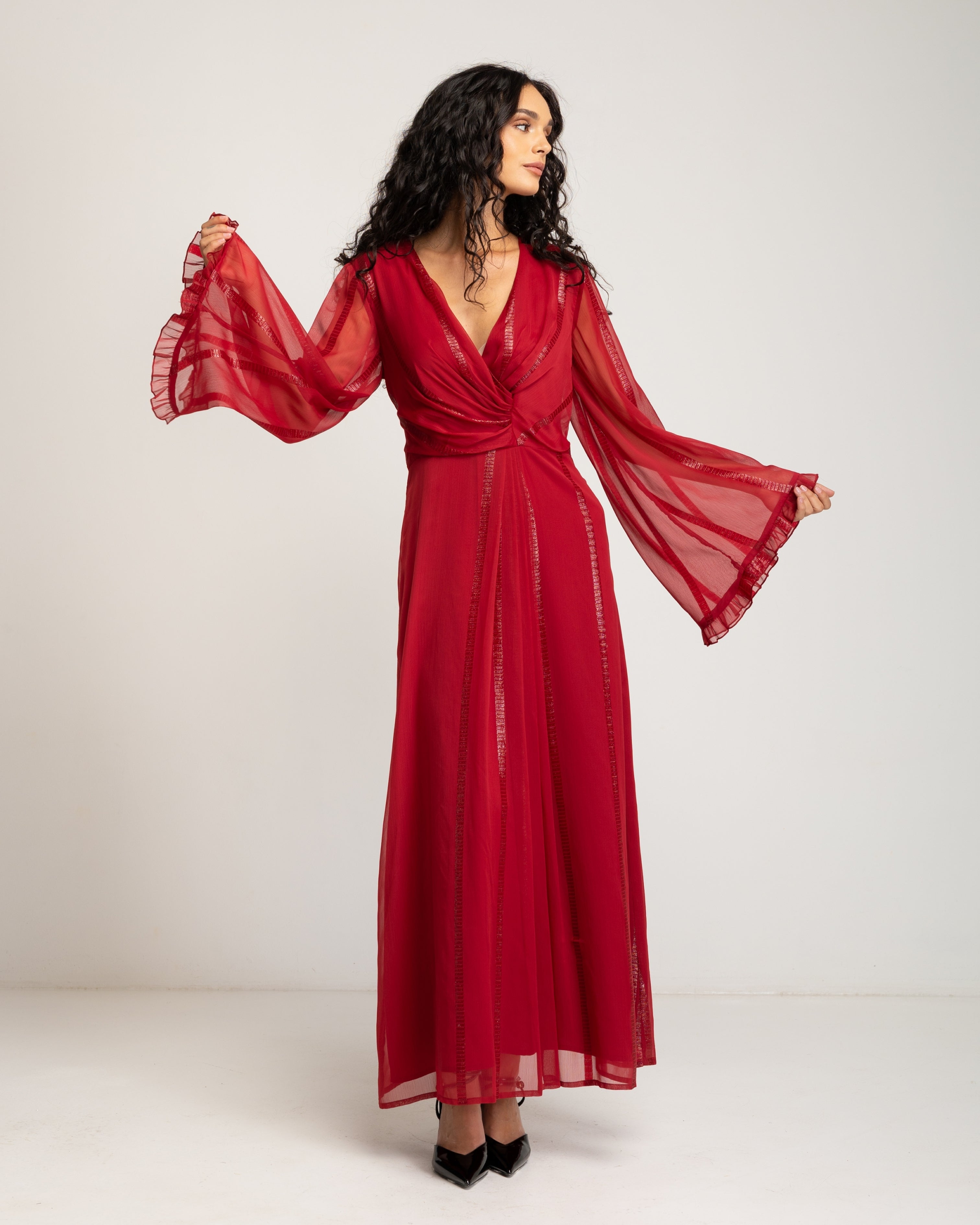 Imagem 0 de Vestido Comprido Vermelho com Decote em V