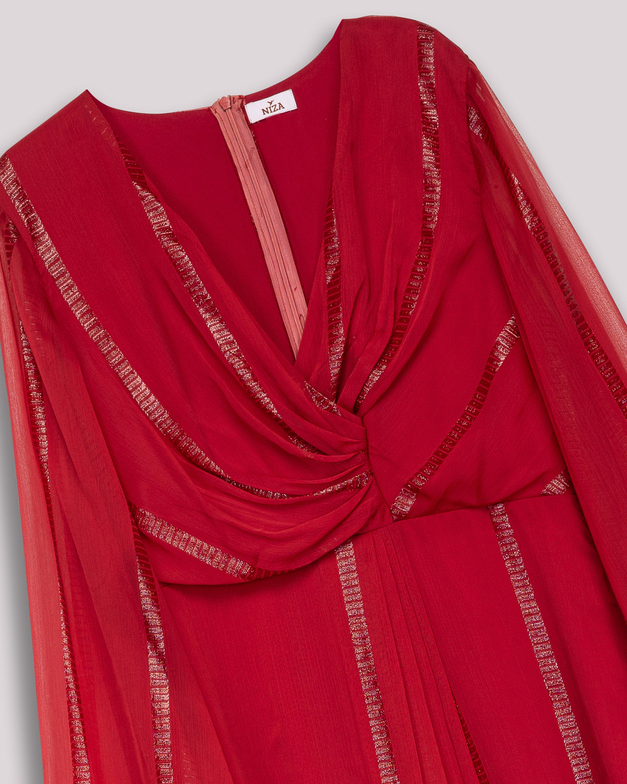 Vestido Comprido Vermelho com Decote em V Vermelho-9