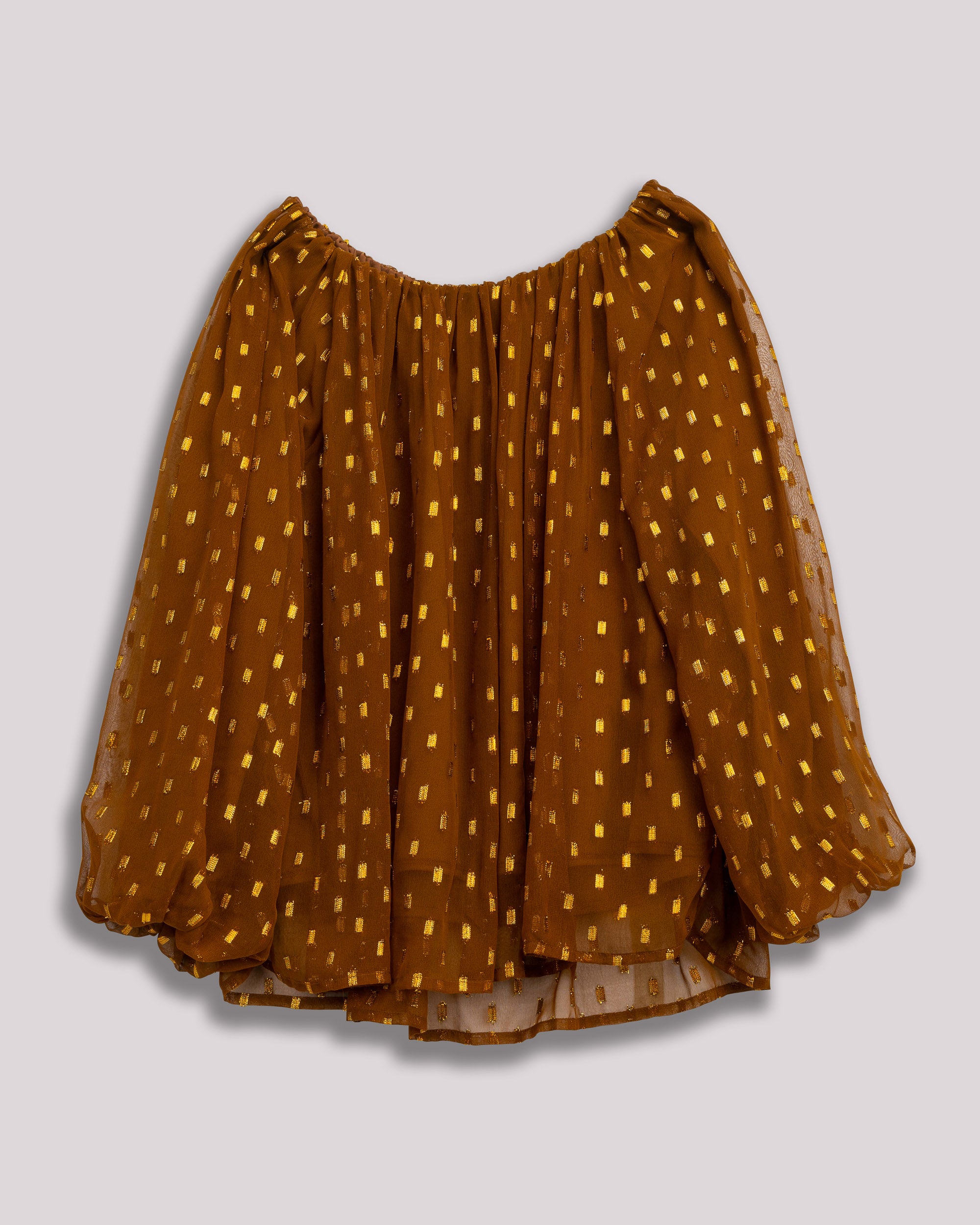 Blusa Comprida com Bolinhas Canela-7