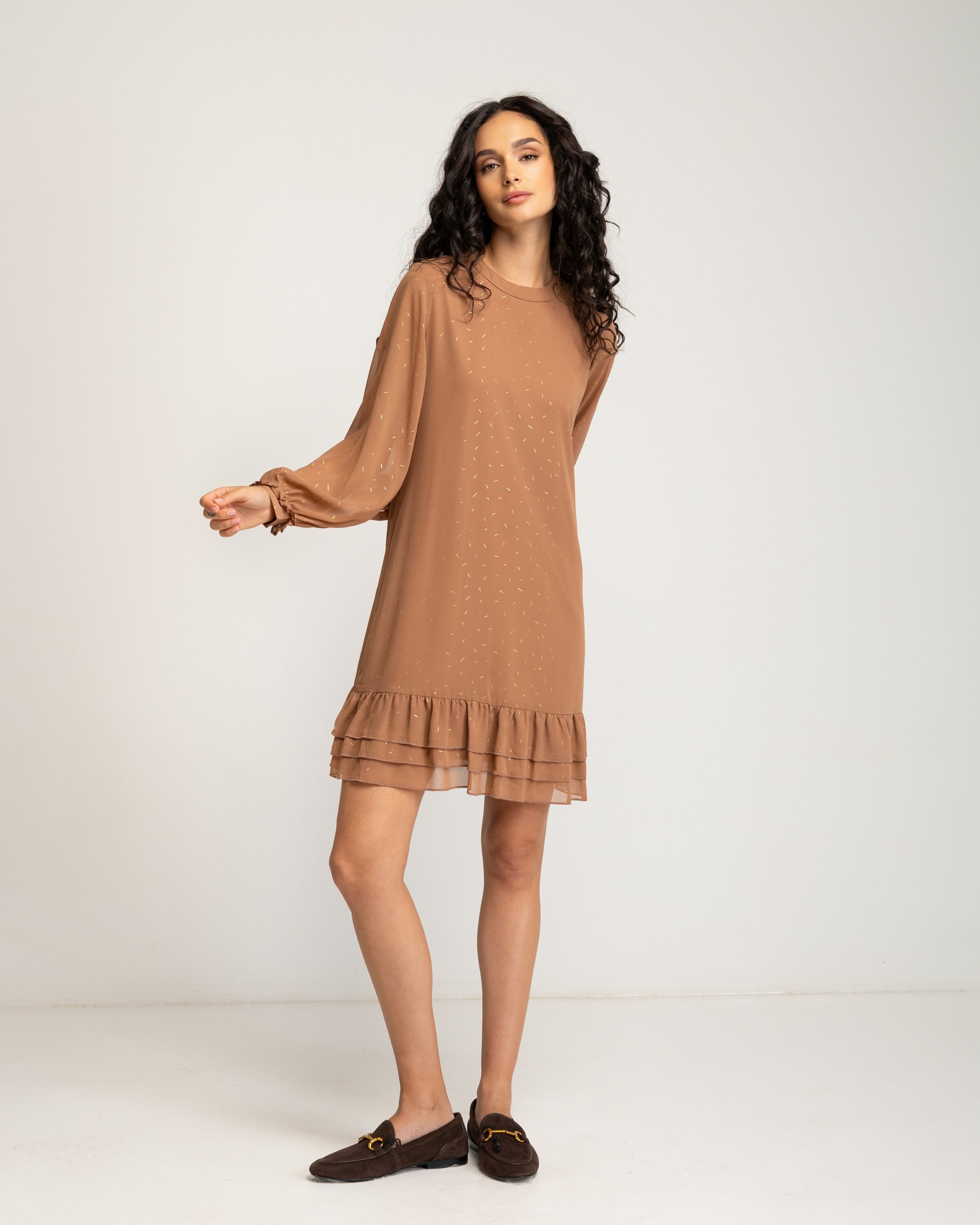 Vestido Curto Castanho Caramelo-1