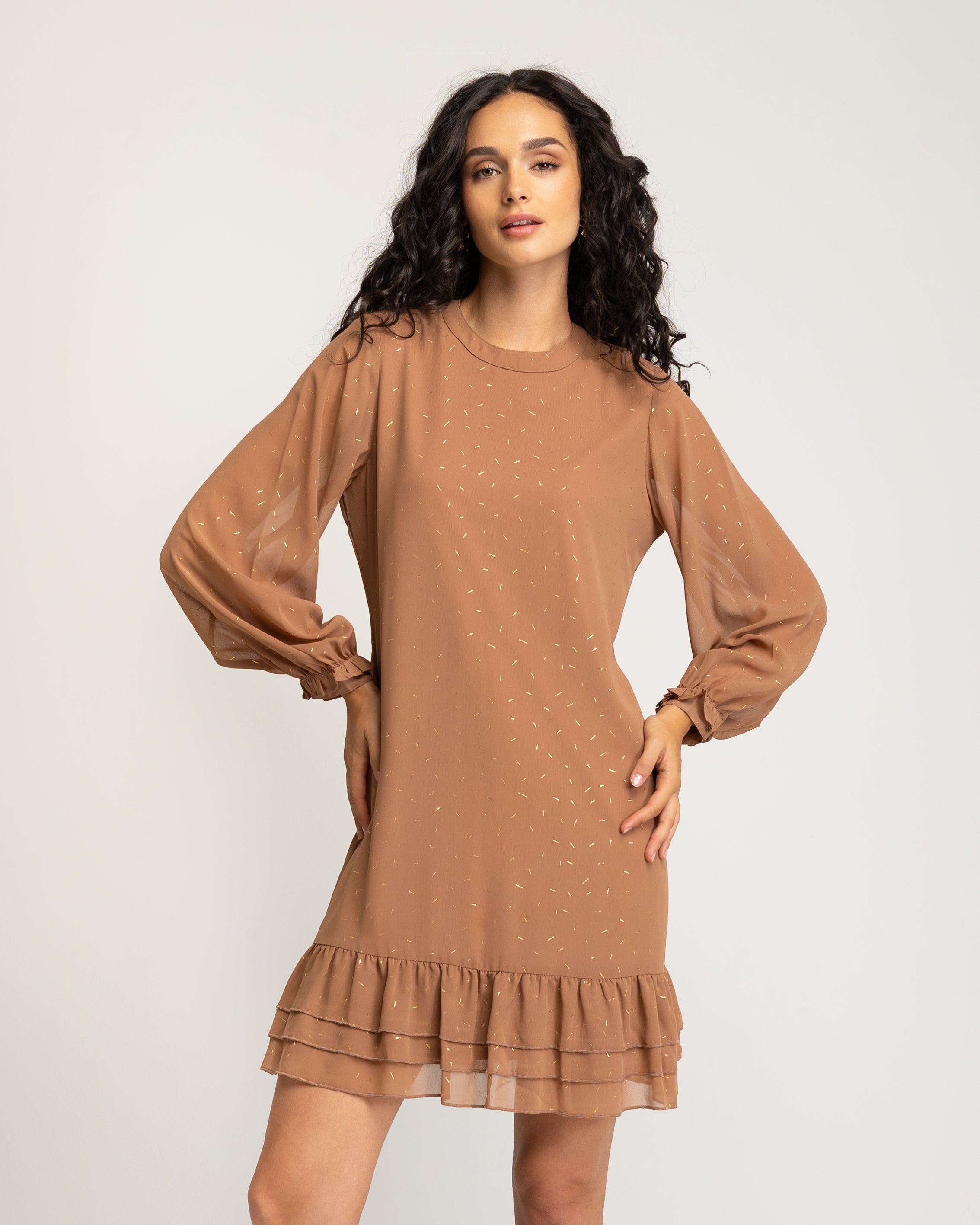 Vestido Curto Castanho Caramelo-2