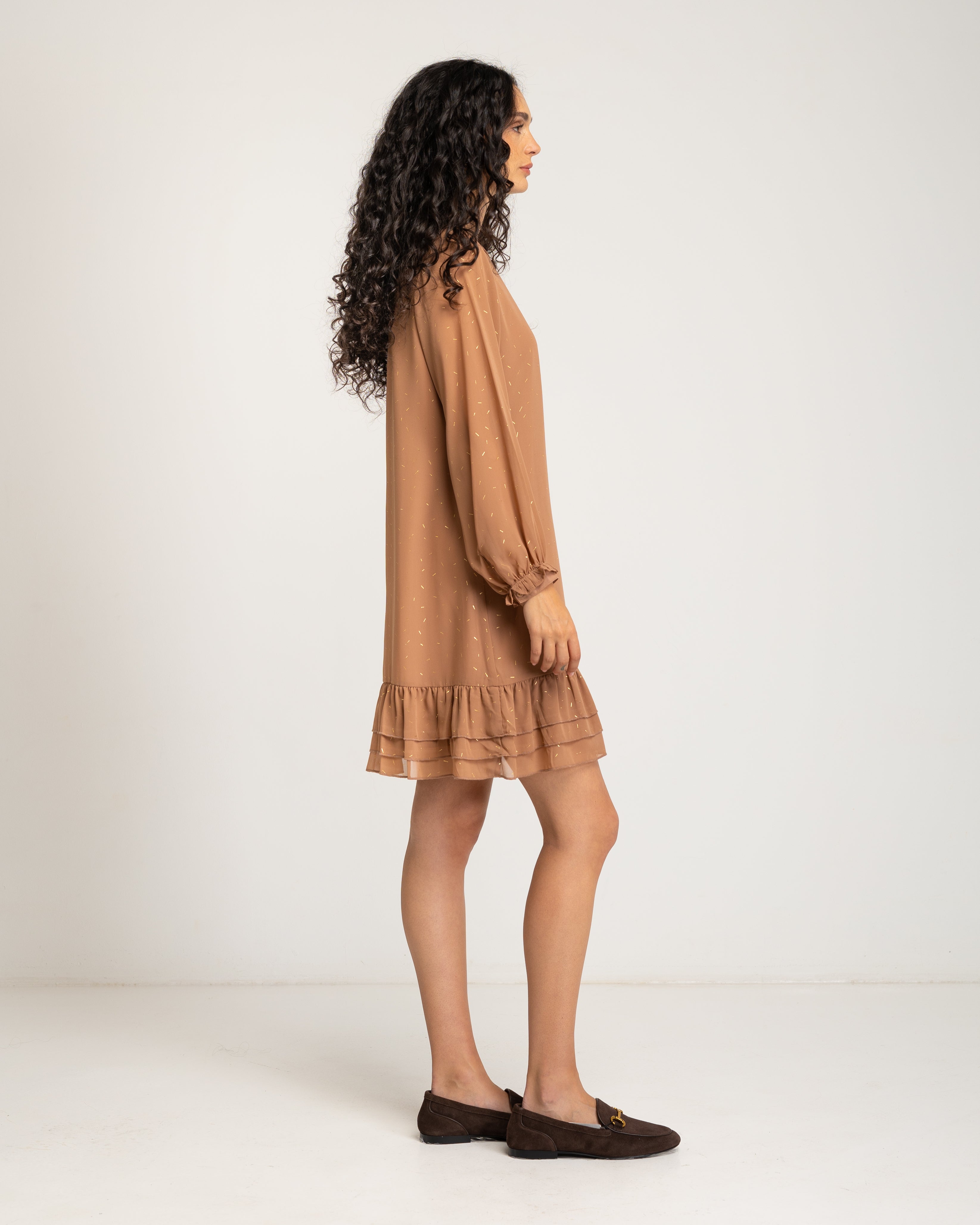 Vestido Curto Castanho Caramelo-3