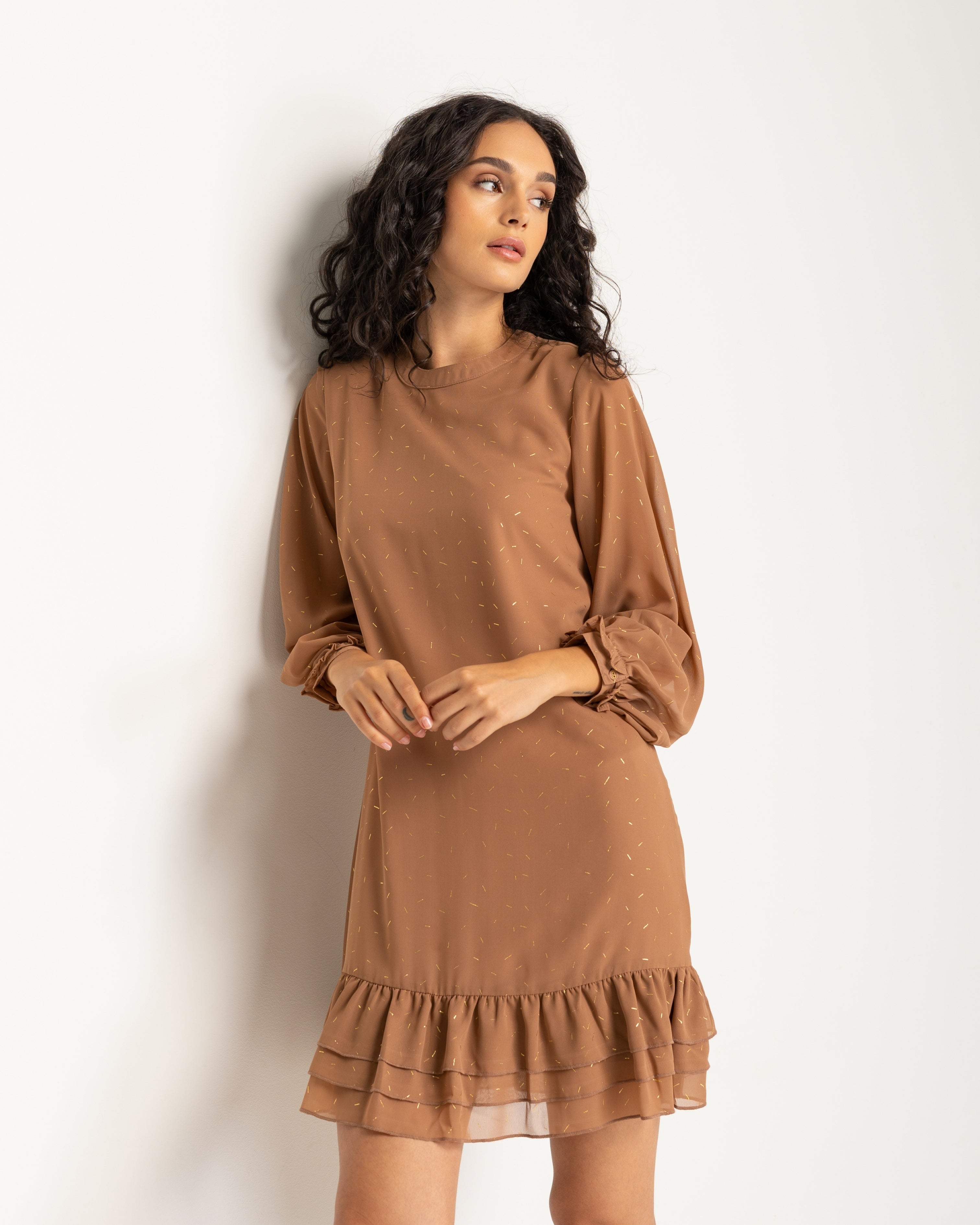 Vestido Curto Castanho Caramelo-6