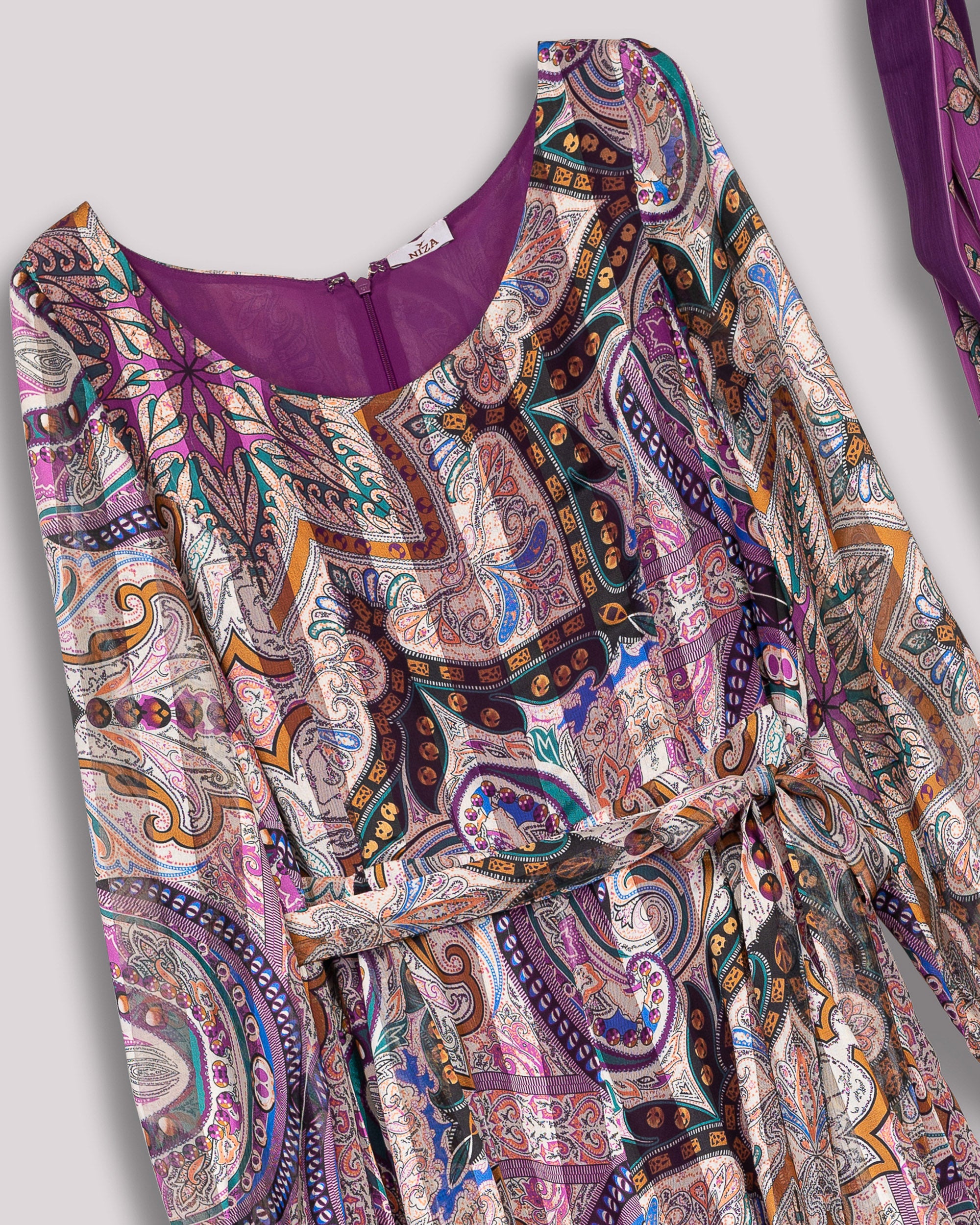 Vestido Comprido Roxo de Manga Comprida Roxo-9
