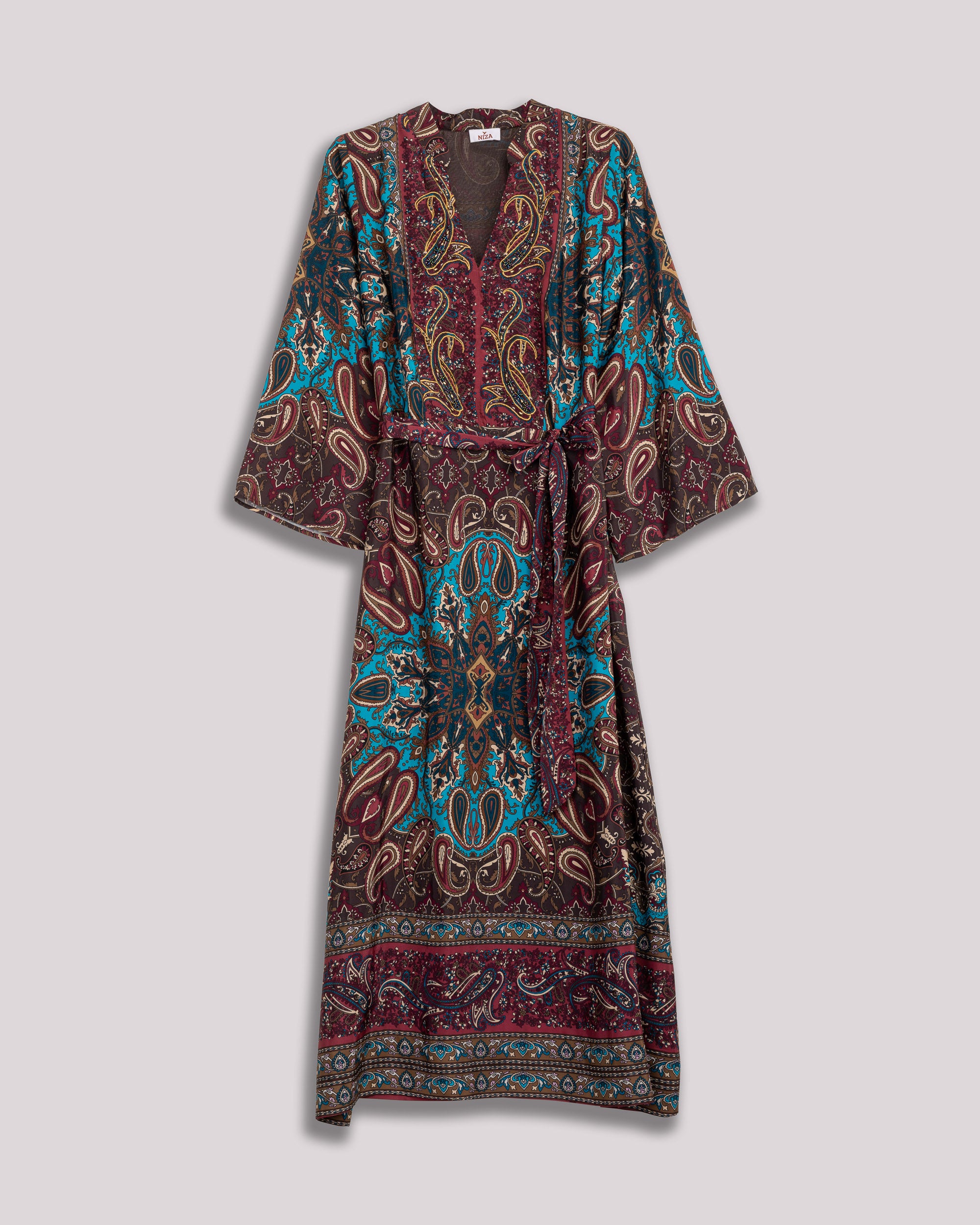 Vestido Midi de Manga Comprida Multicolor-8