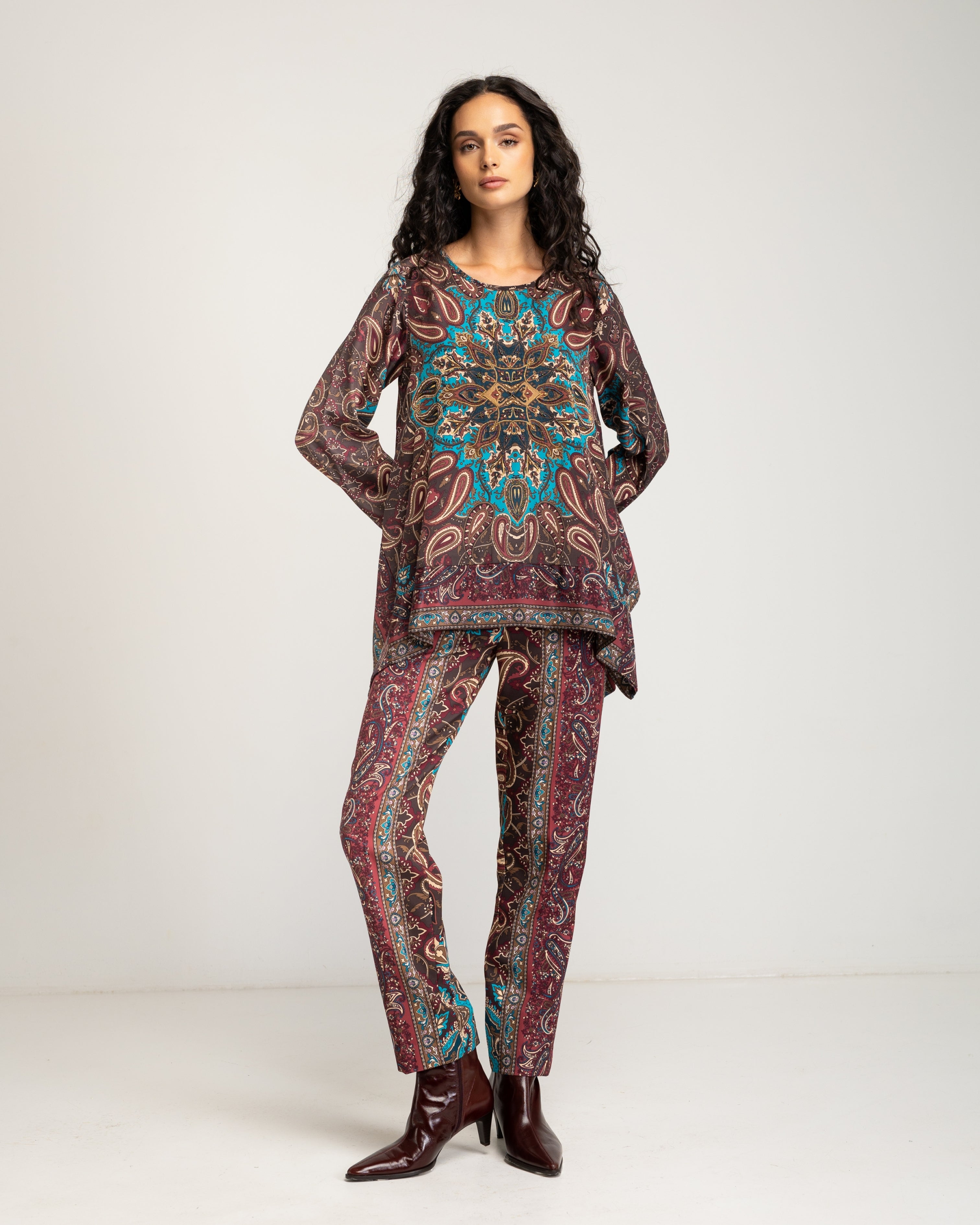 Blusa de Manga Comprida com Cenefas Multicolor-1