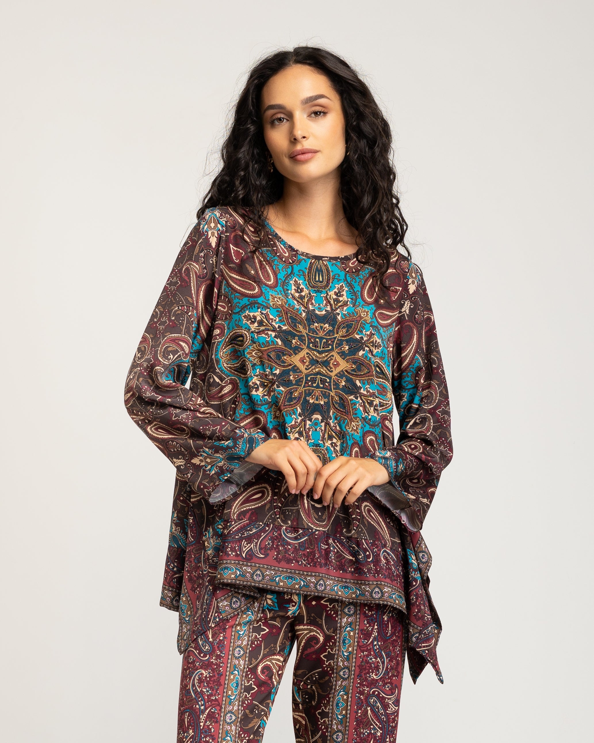 Blusa de Manga Comprida com Cenefas Multicolor-2