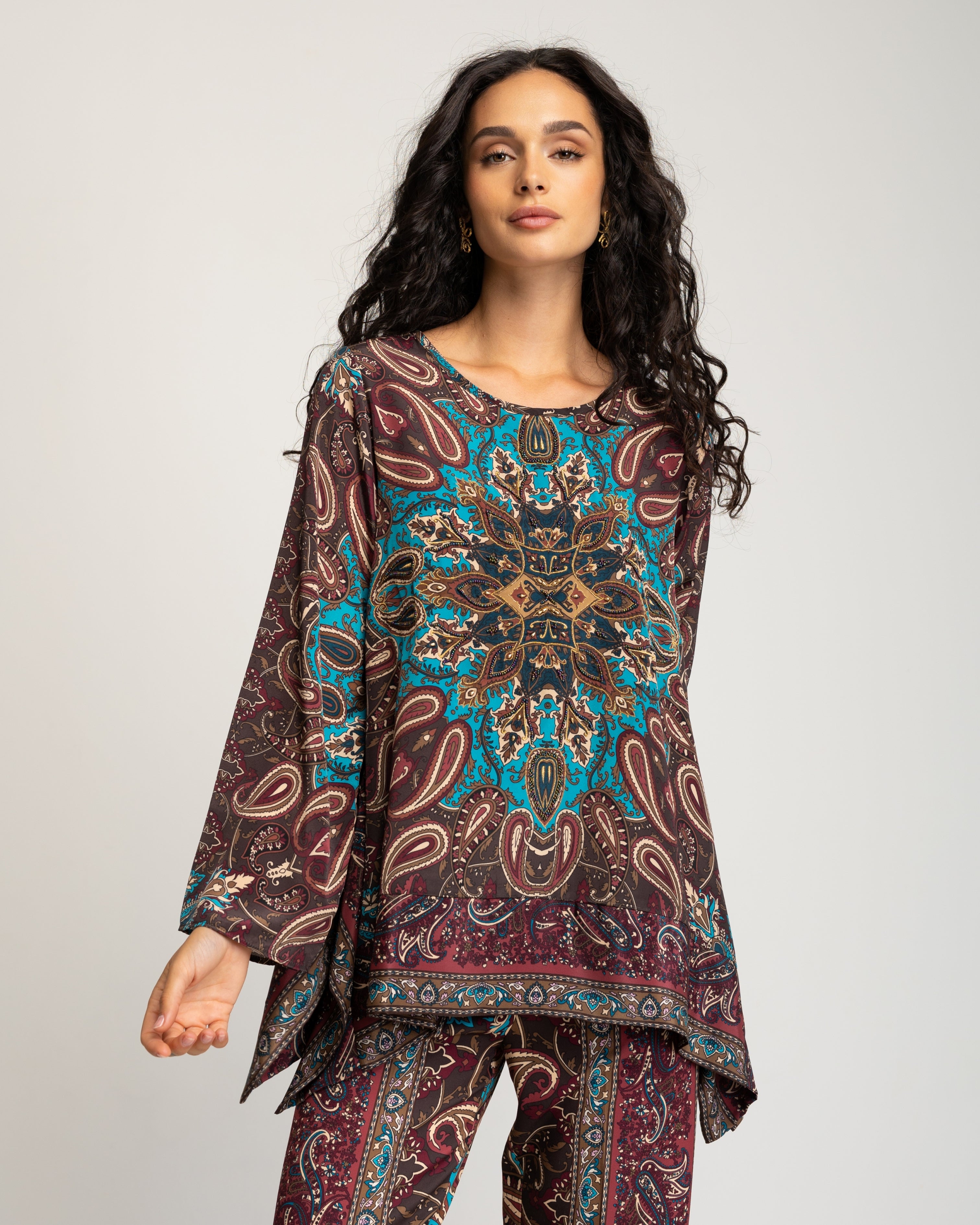 Blusa de Manga Comprida com Cenefas Multicolor-6