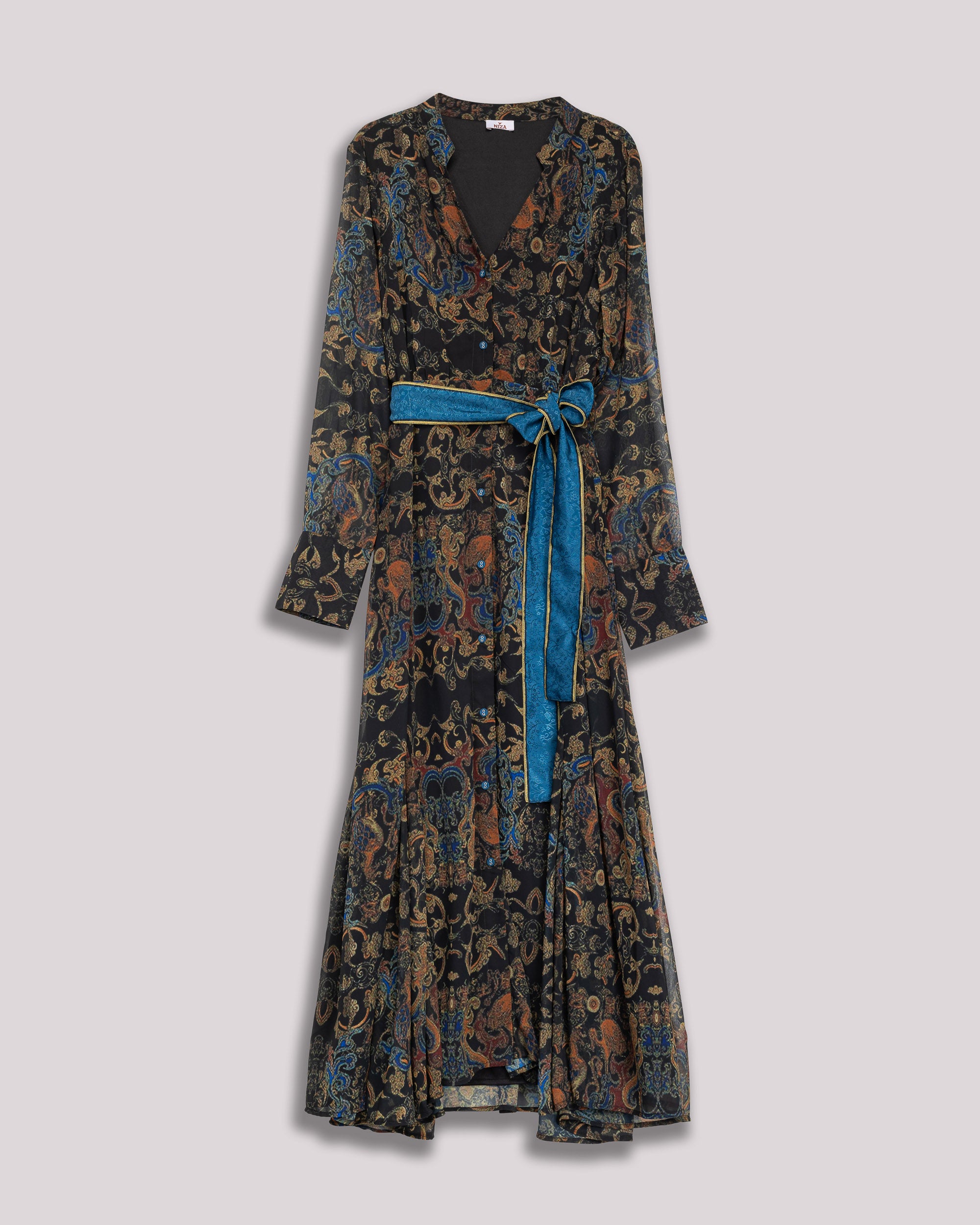 Vestido Curto com Gola Naru Azul-8