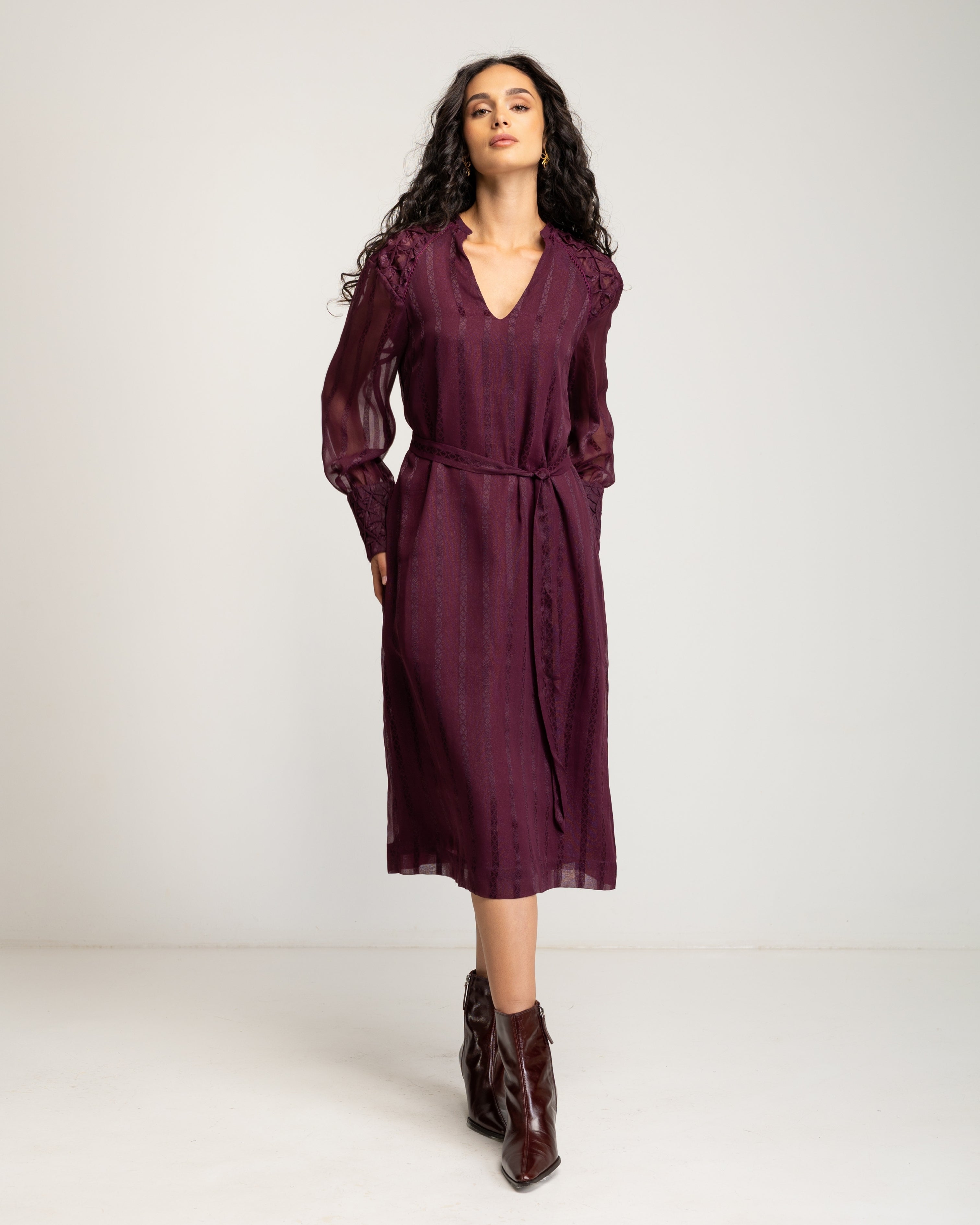 Vestido Midi Bordeaux Bordeaux-1