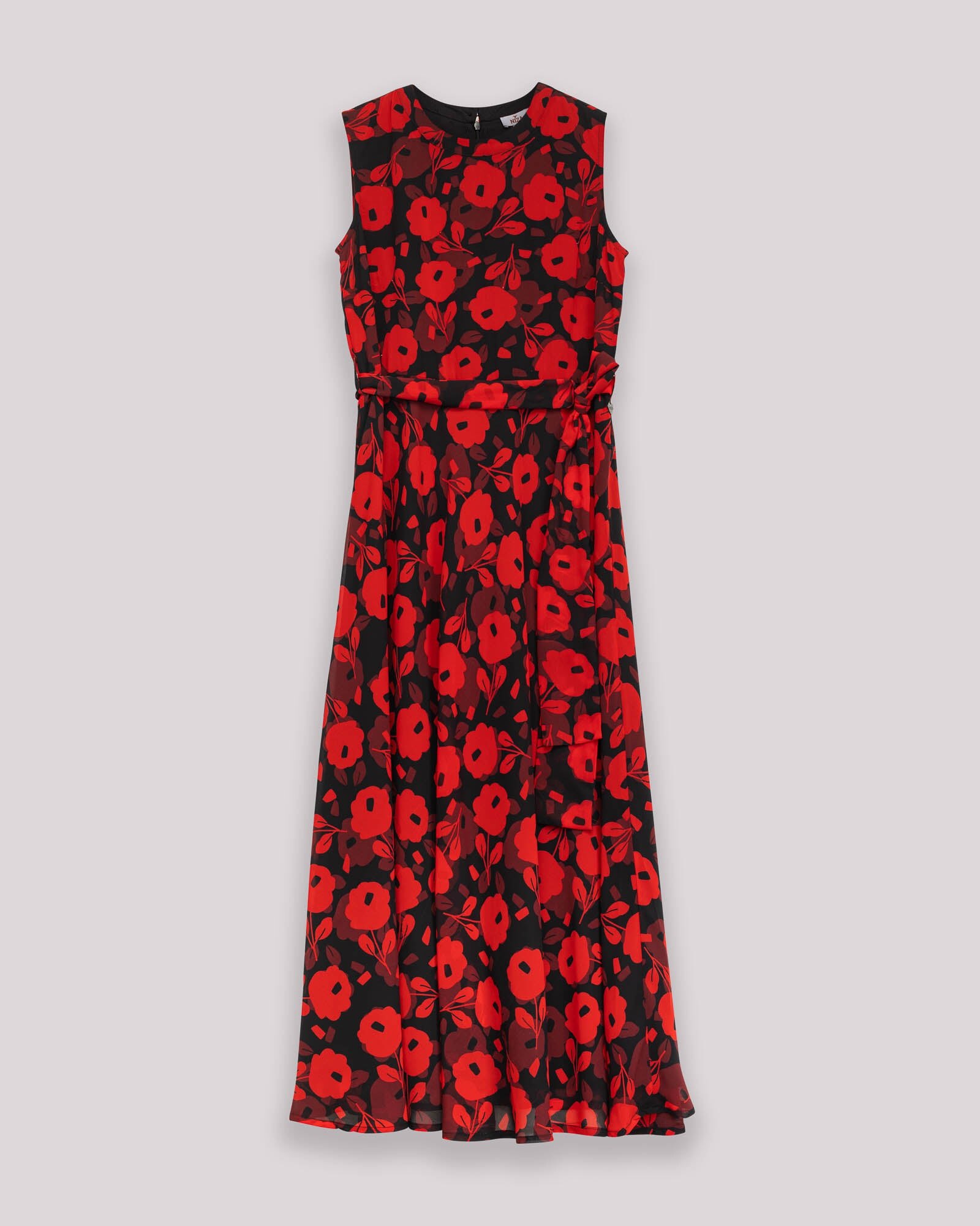 Vestido Comprido sem Mangas com Silhueta Fluida e Cinto em Conjunto Preto-7