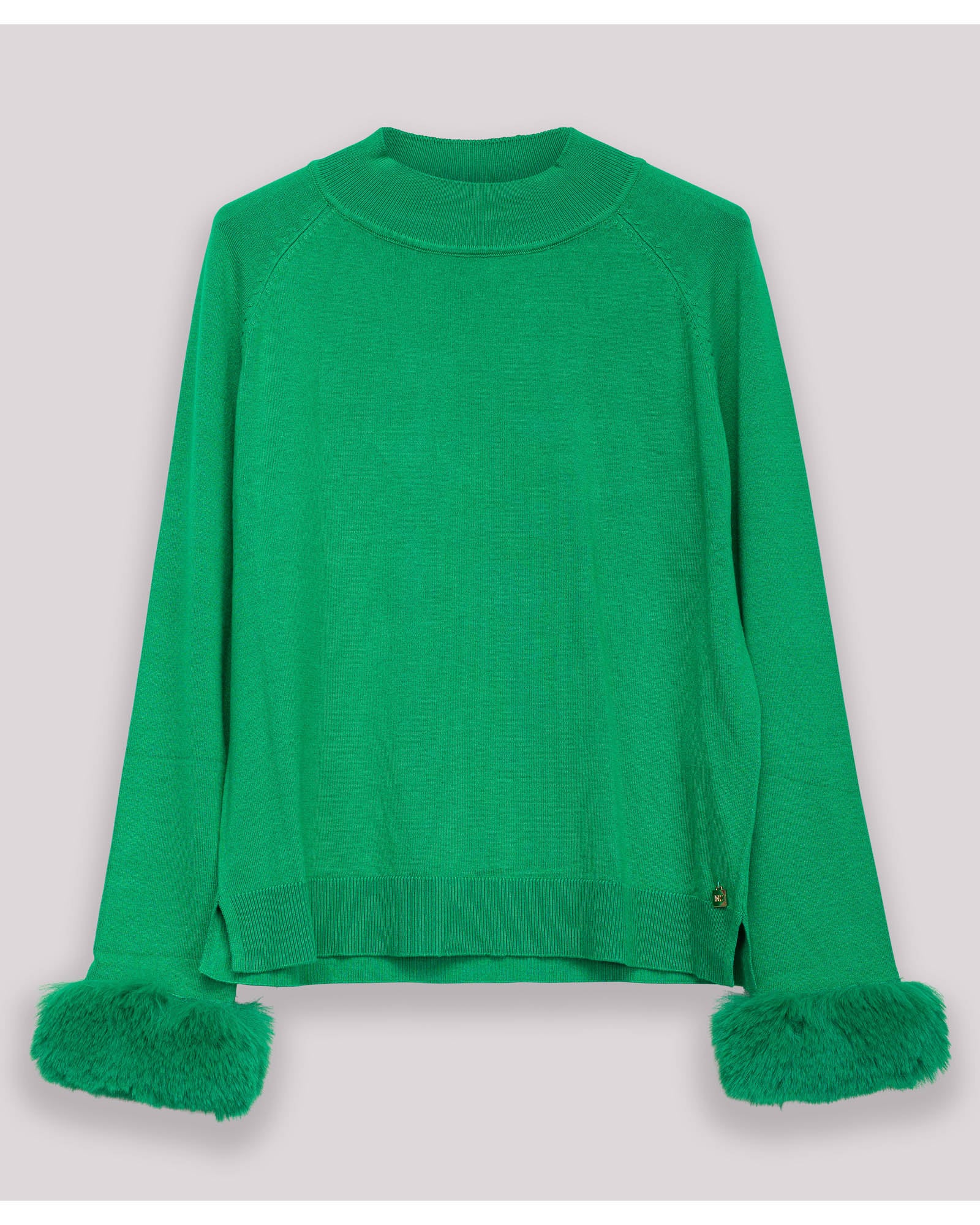 Camisola com Mangas Acabadas em Punho Largo de Pelo Verde-7