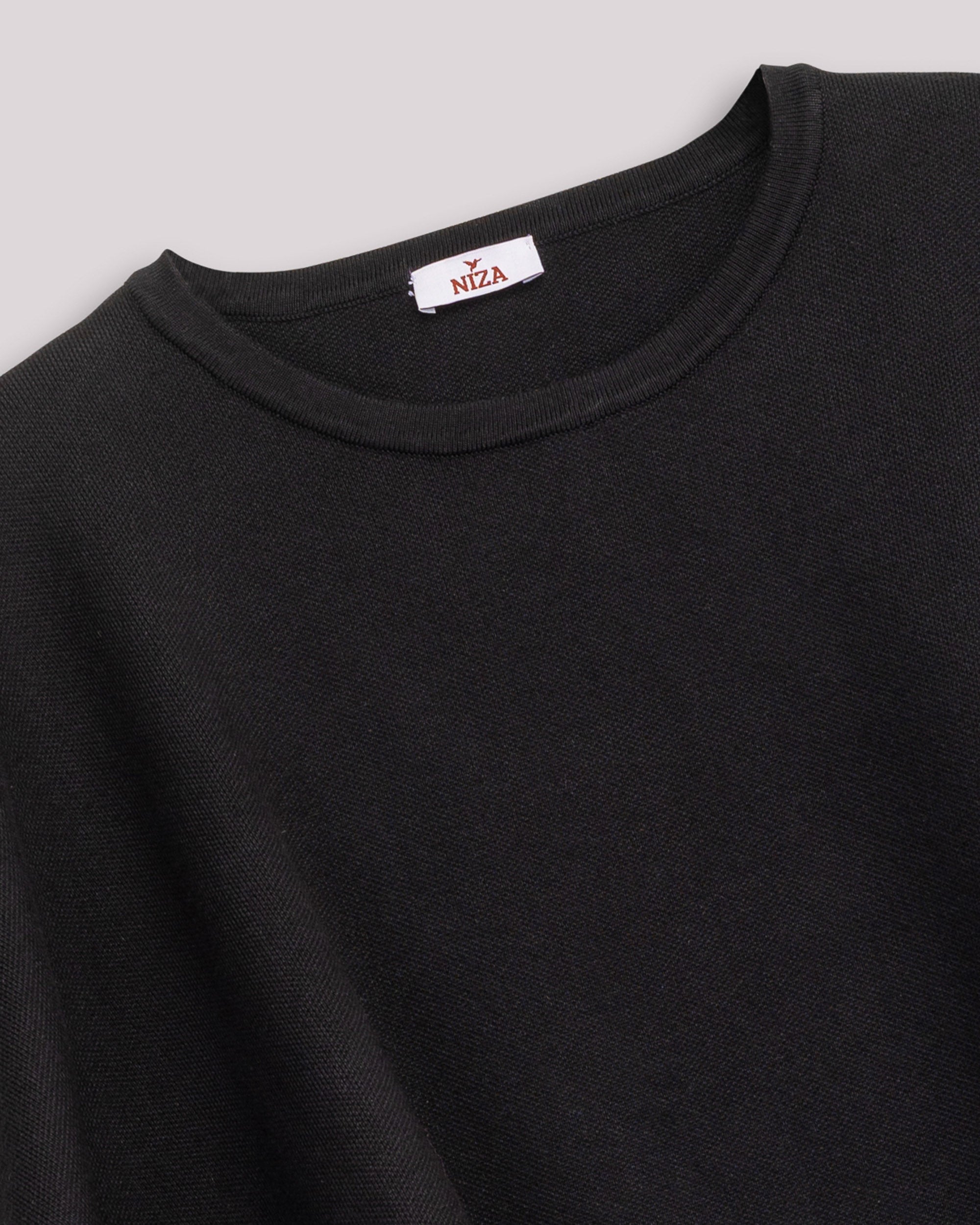 Camisola de Corte a Direito com Rebordo Decorativo e Ombros Caídos Azul-índigo-7