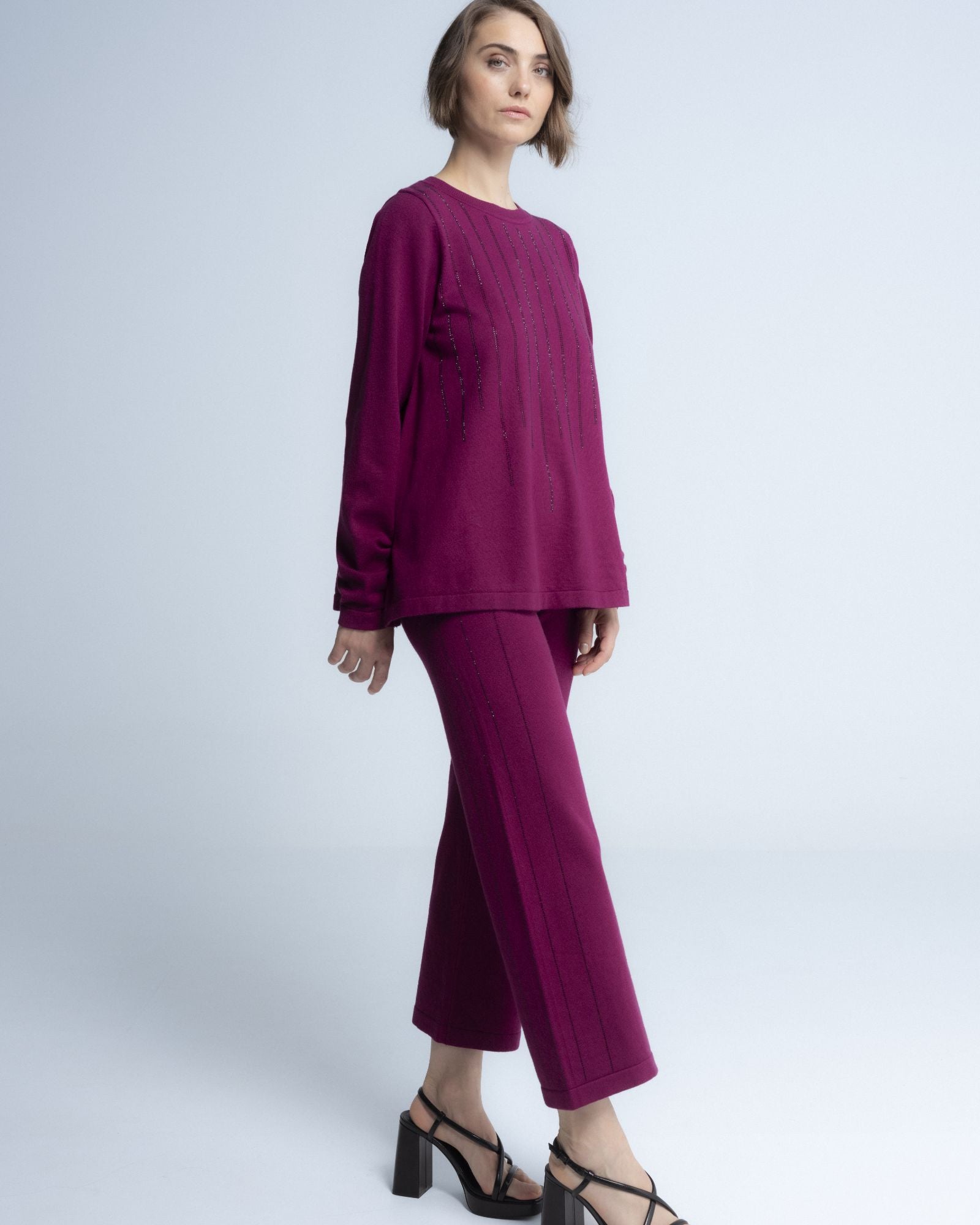 Imagem 0 de Calças Retas de Cintura Subida e Elástica