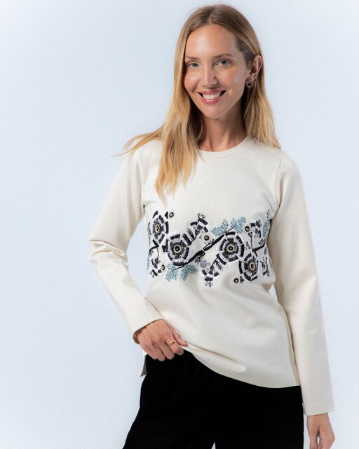 Imagem 0 de T-shirt com Bordado de Flores