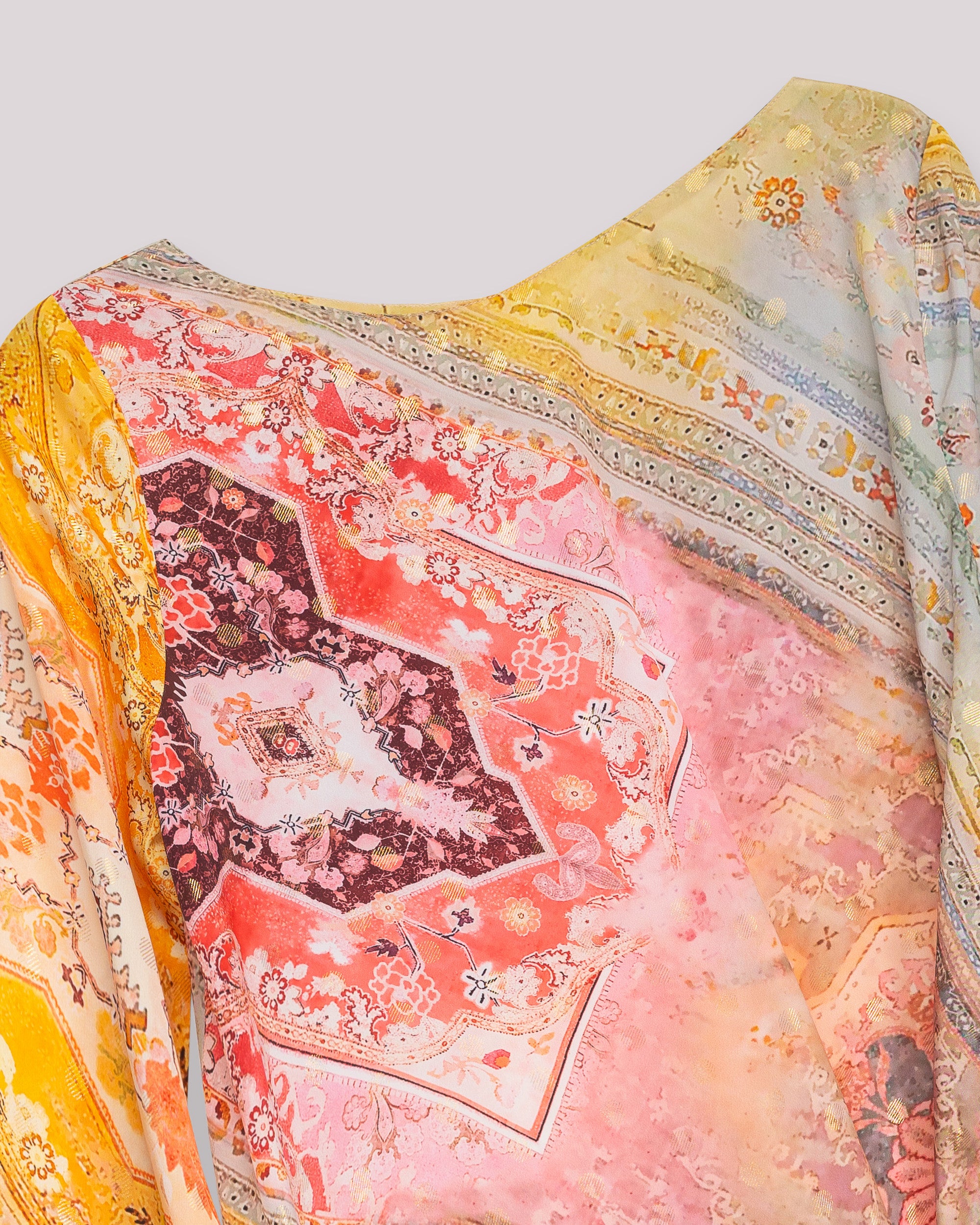 Blusa Estampada Assimétrica com Laçada Lateral Amarelo-7