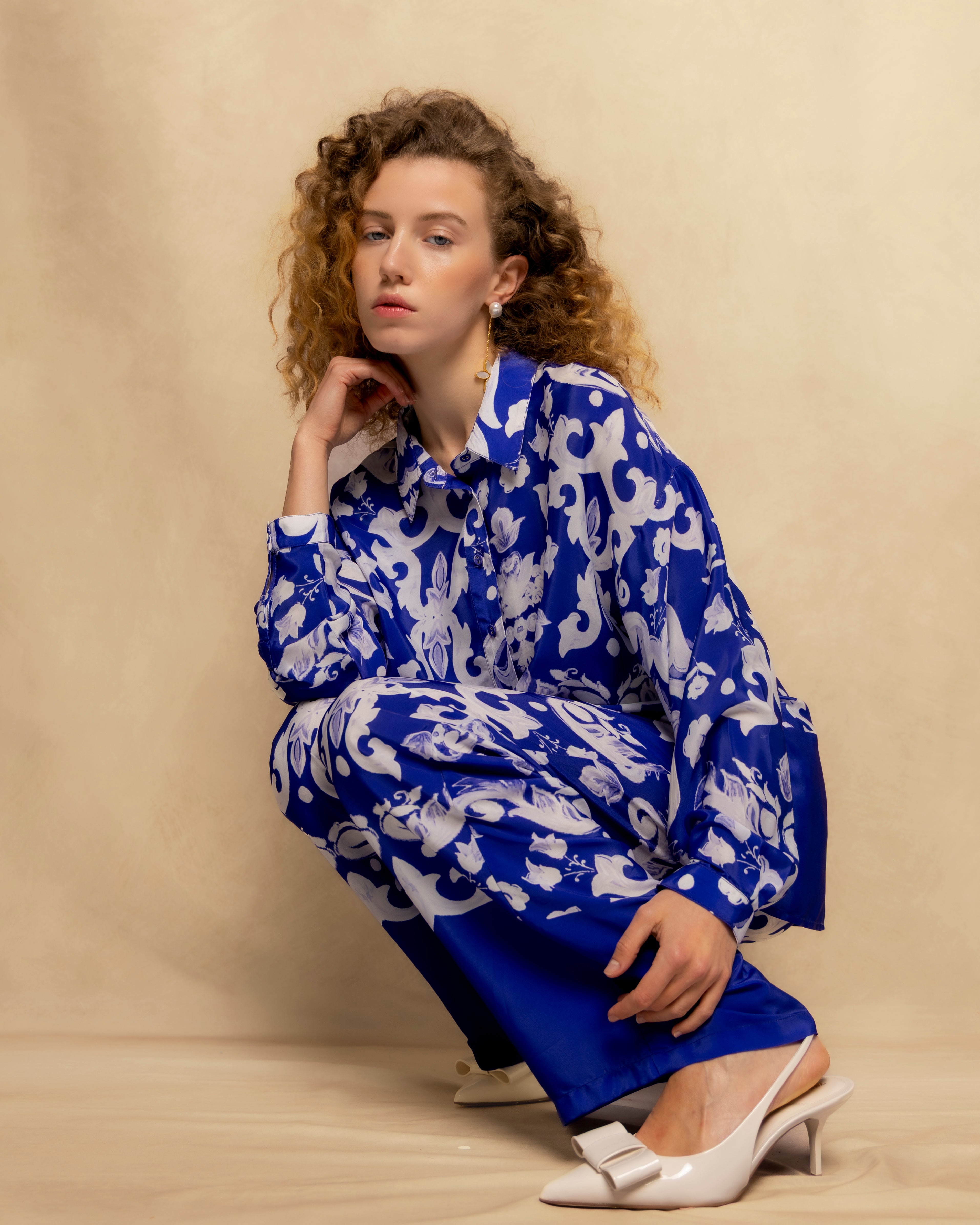 Blusa Fluída Estampada com Gola Clássica e Manga Comprida Branco-5