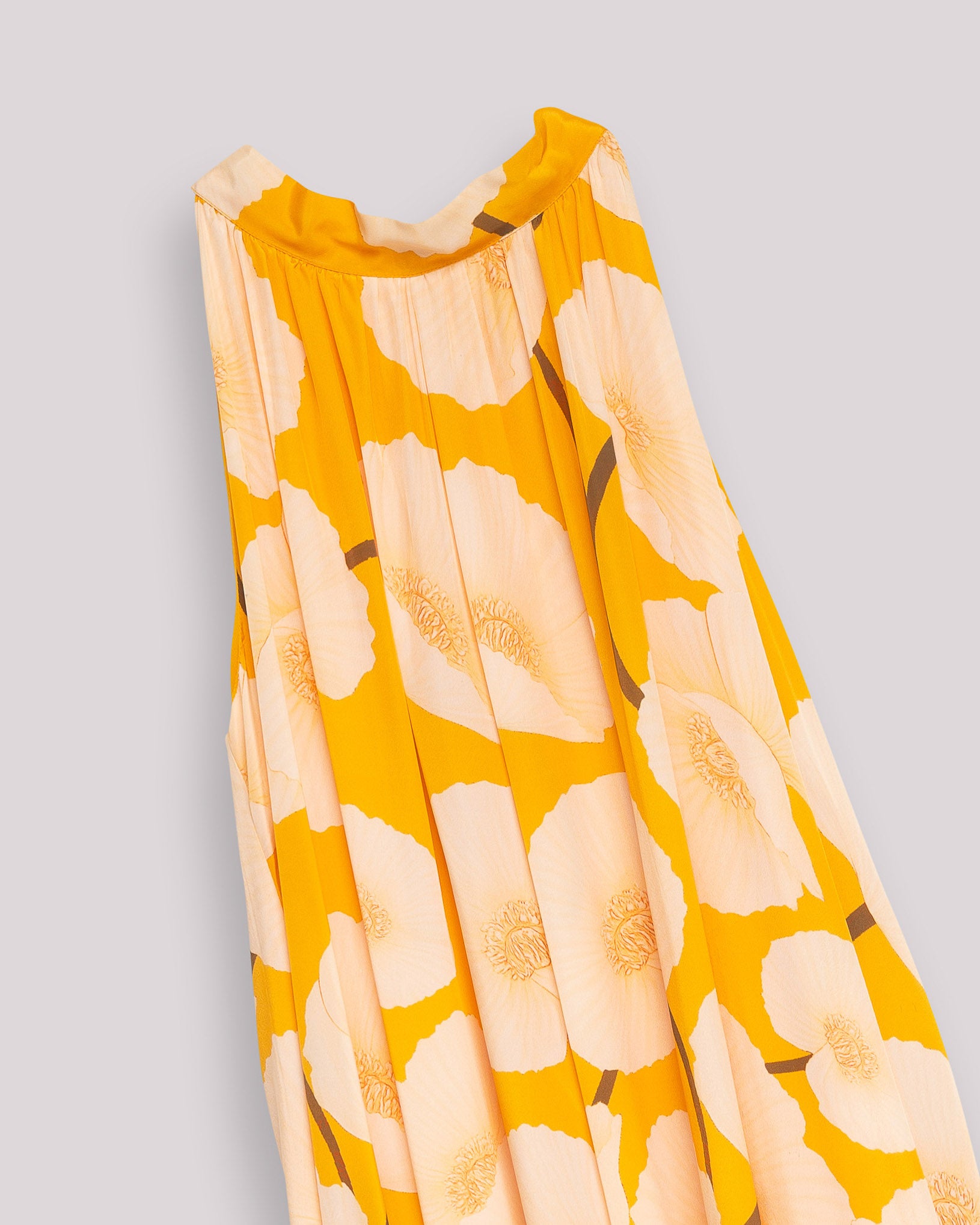 Vestido Comprido com Estampado Floral Maxi Amarelo-11
