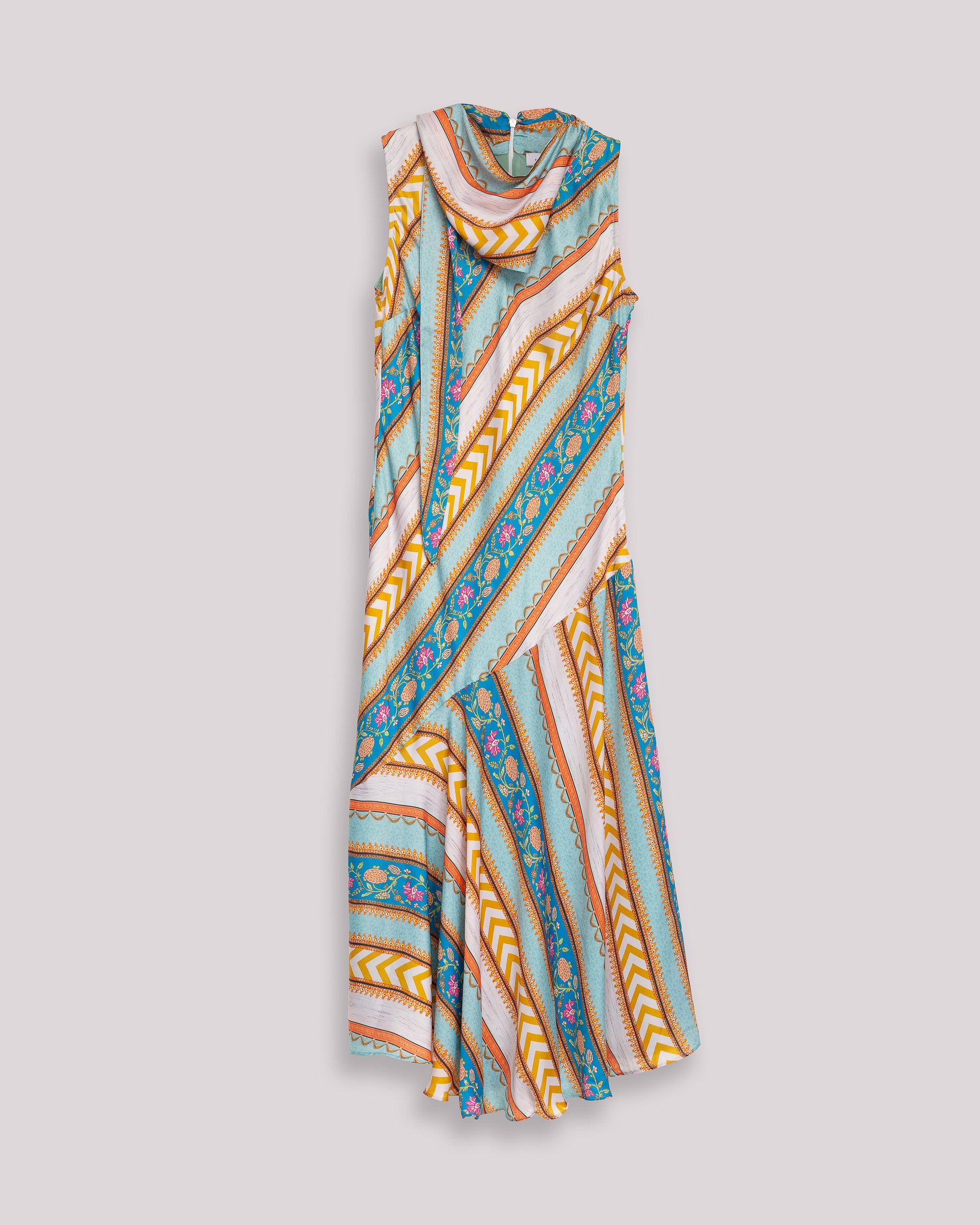 Vestido Comprido sem Mangas com Estampado Geométrico Multicolor-10