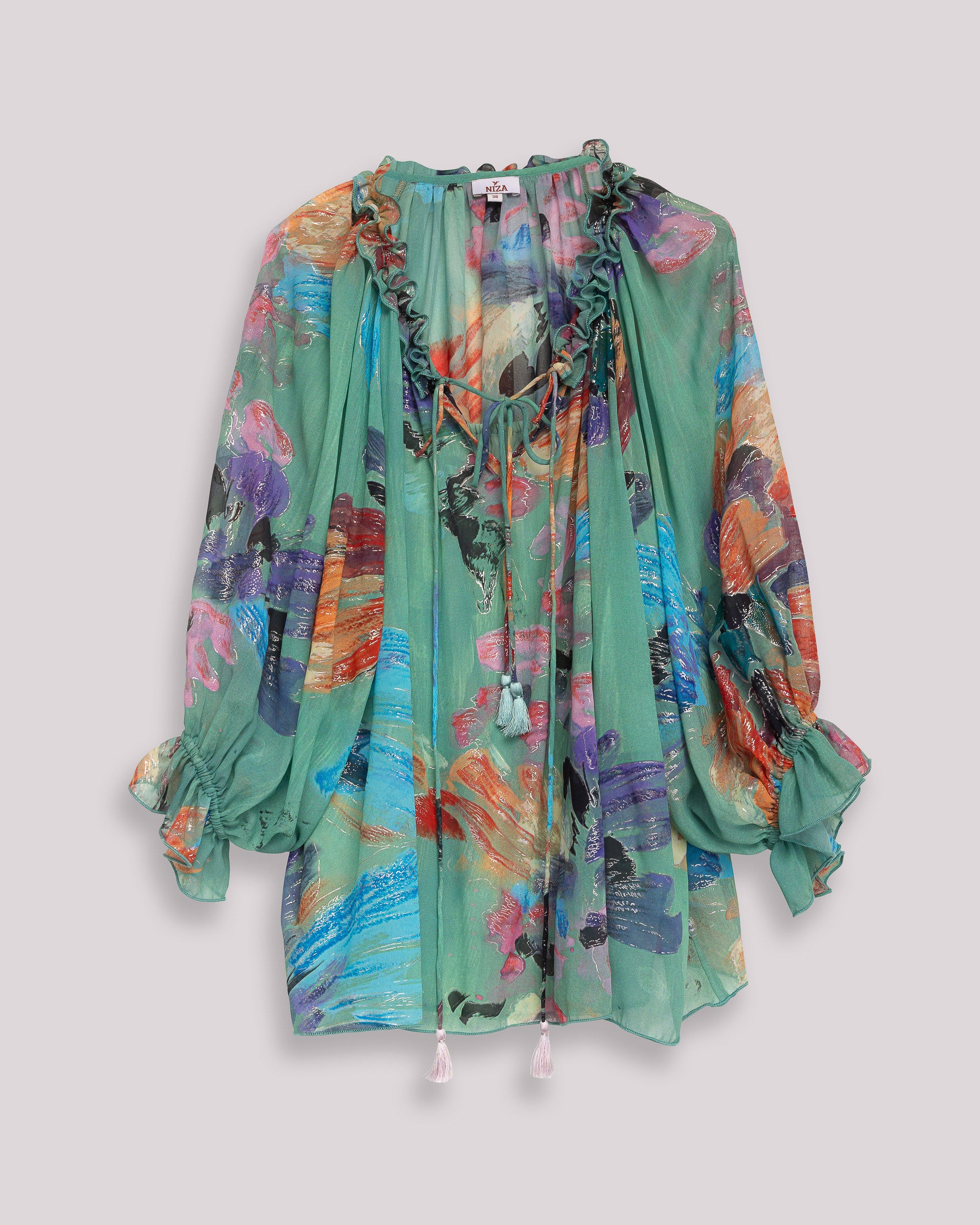 Blusa de Manga Comprida com Estampado Tropical Verde-8