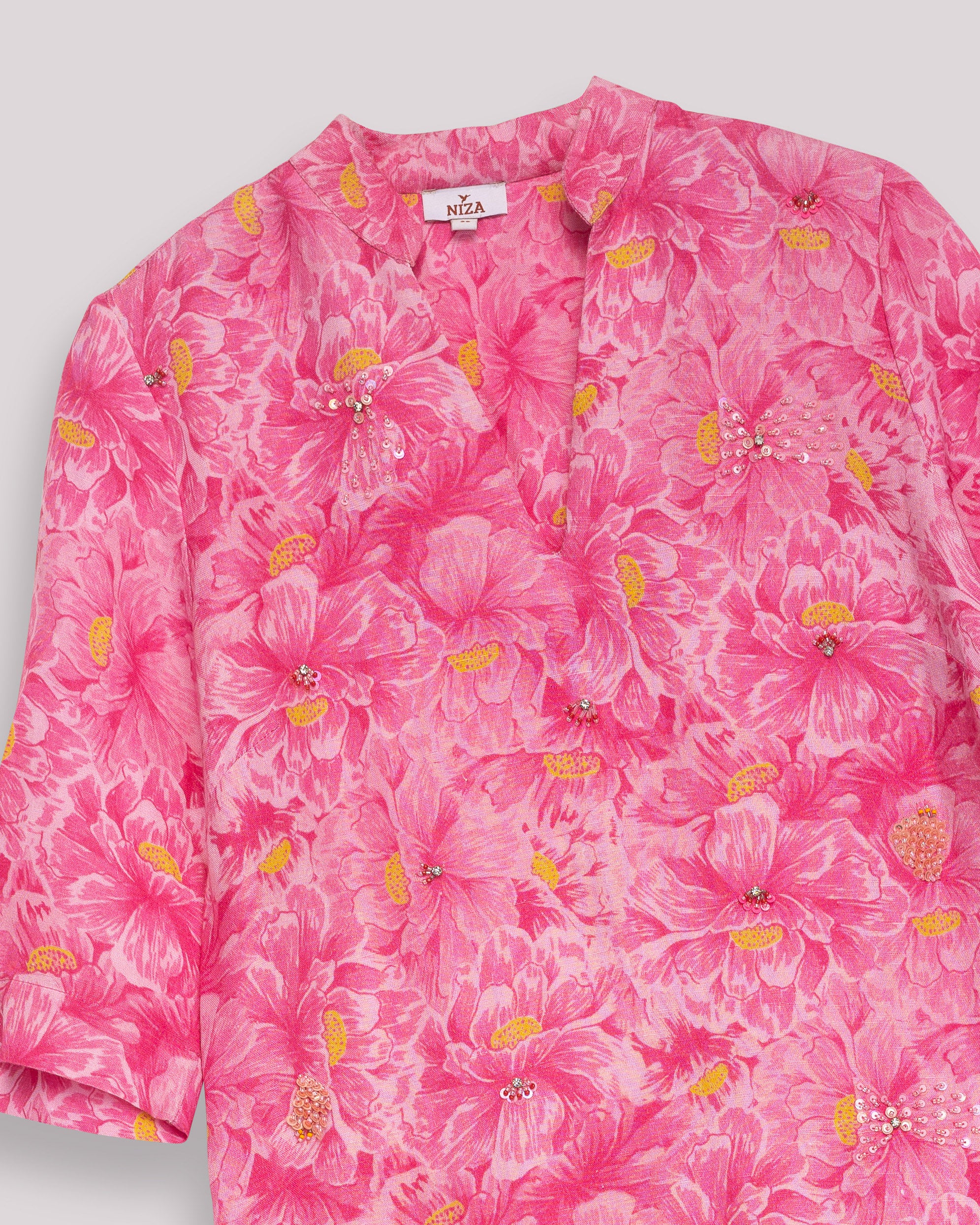 Vestido Curto Fluído com Estampado Floral Rosa-10