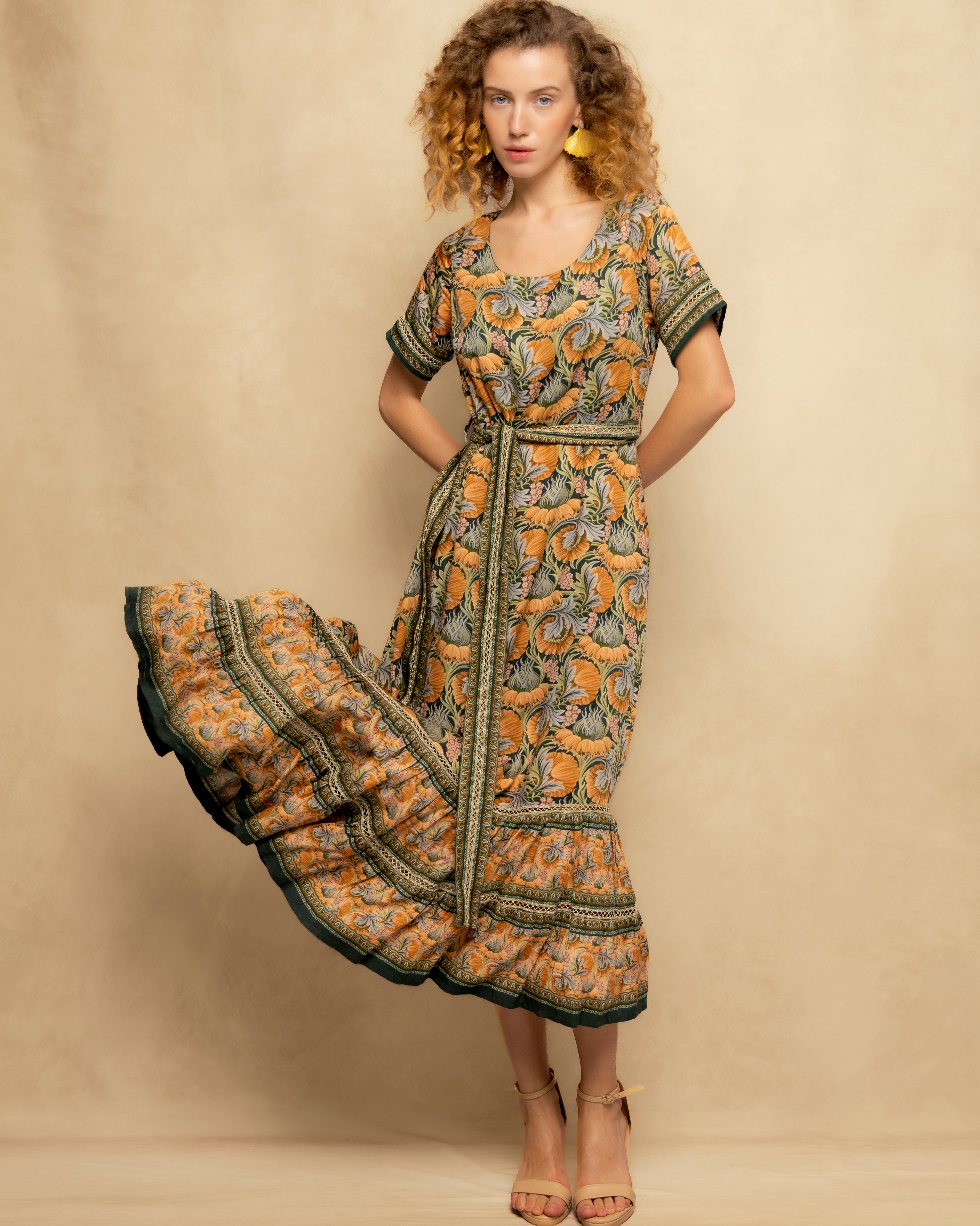 Imagem 0 de Vestido Midi Estampado de Inspiração Boémia