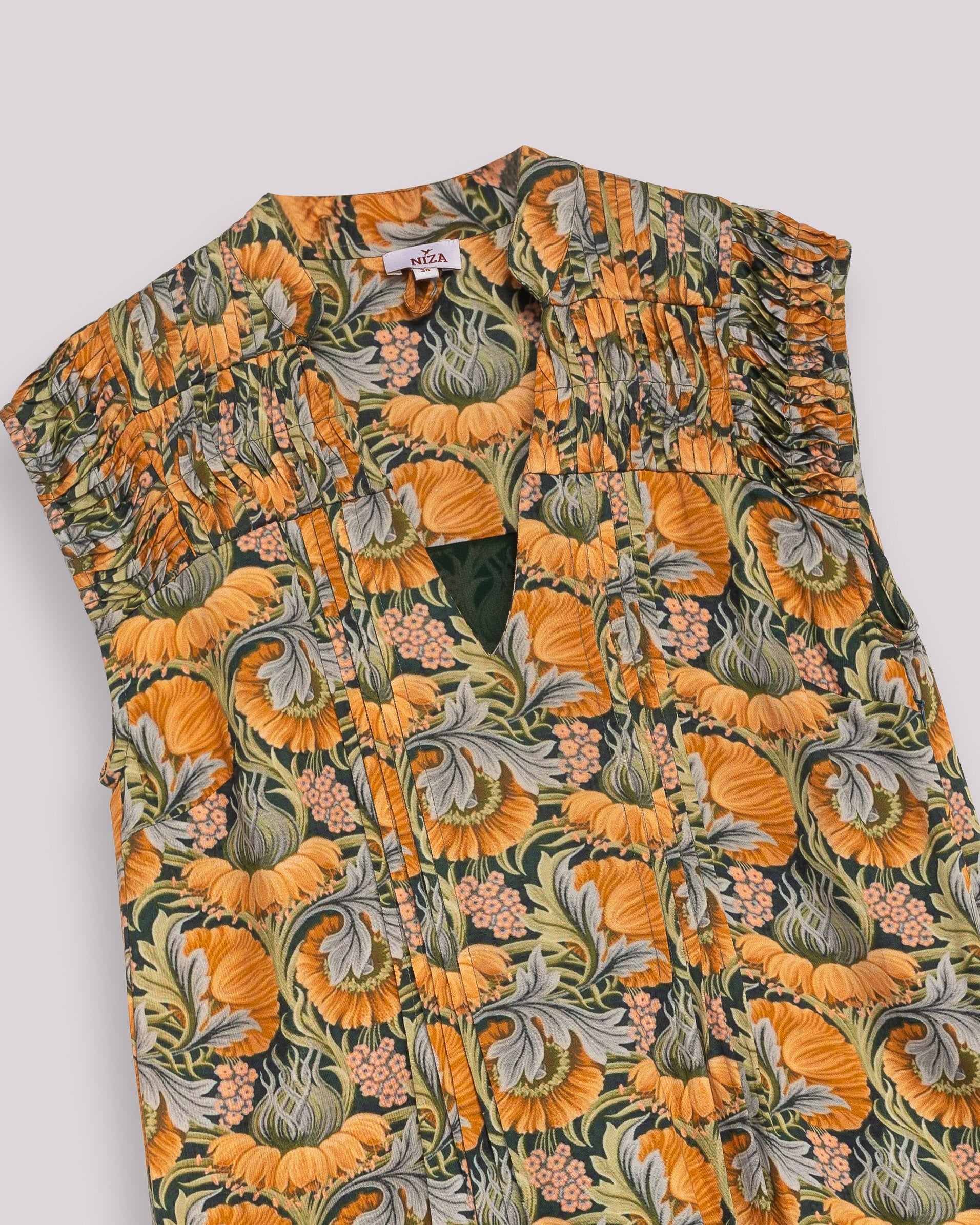 Vestido Curto sem Mangas com Aplicações Bordadas Florais Verde-9