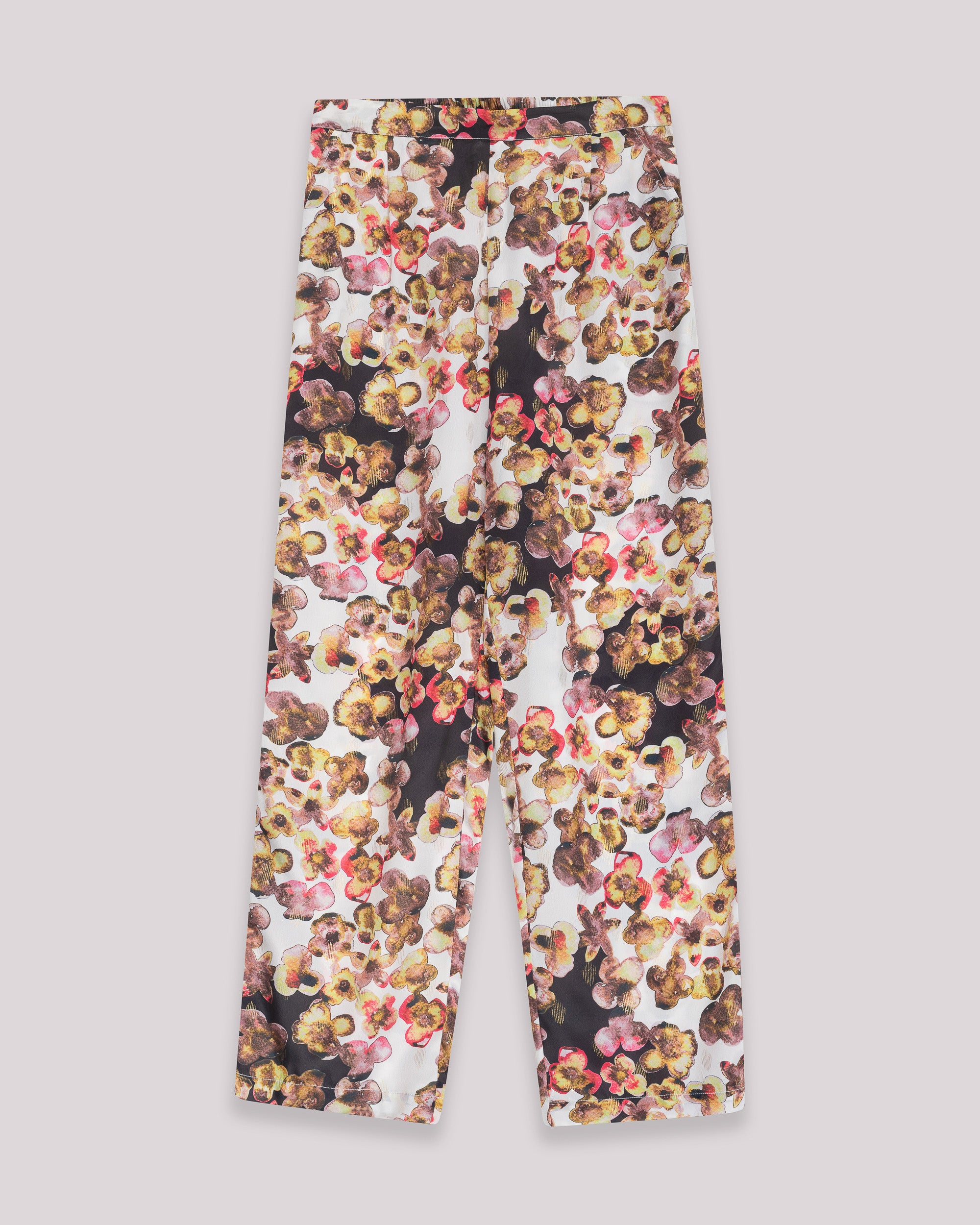 Calças com Estampado de Corte a Direito Bege-6