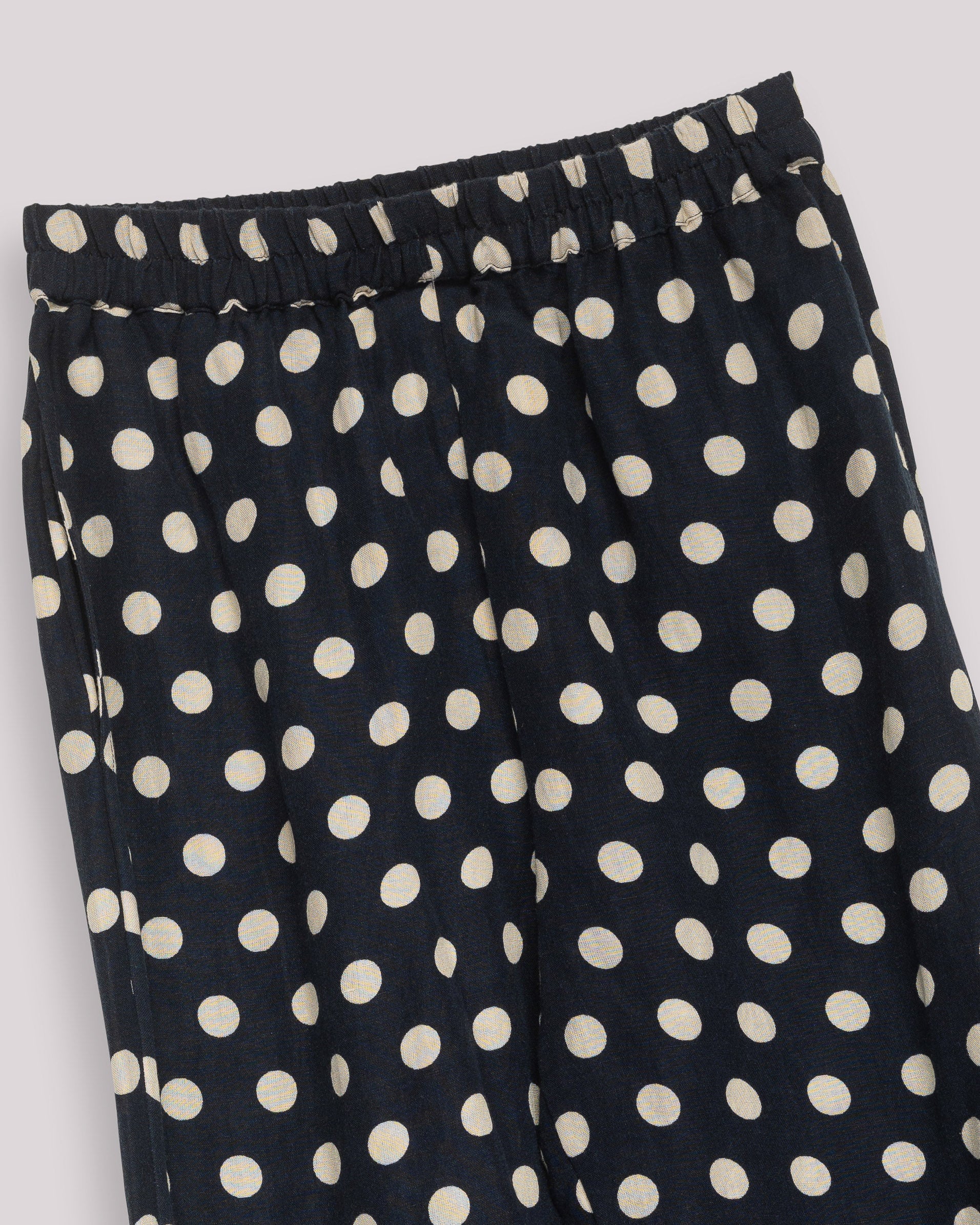 Calças Largas Amplas com Estampado de Bolinhas e Cintura Elástica Preto-7